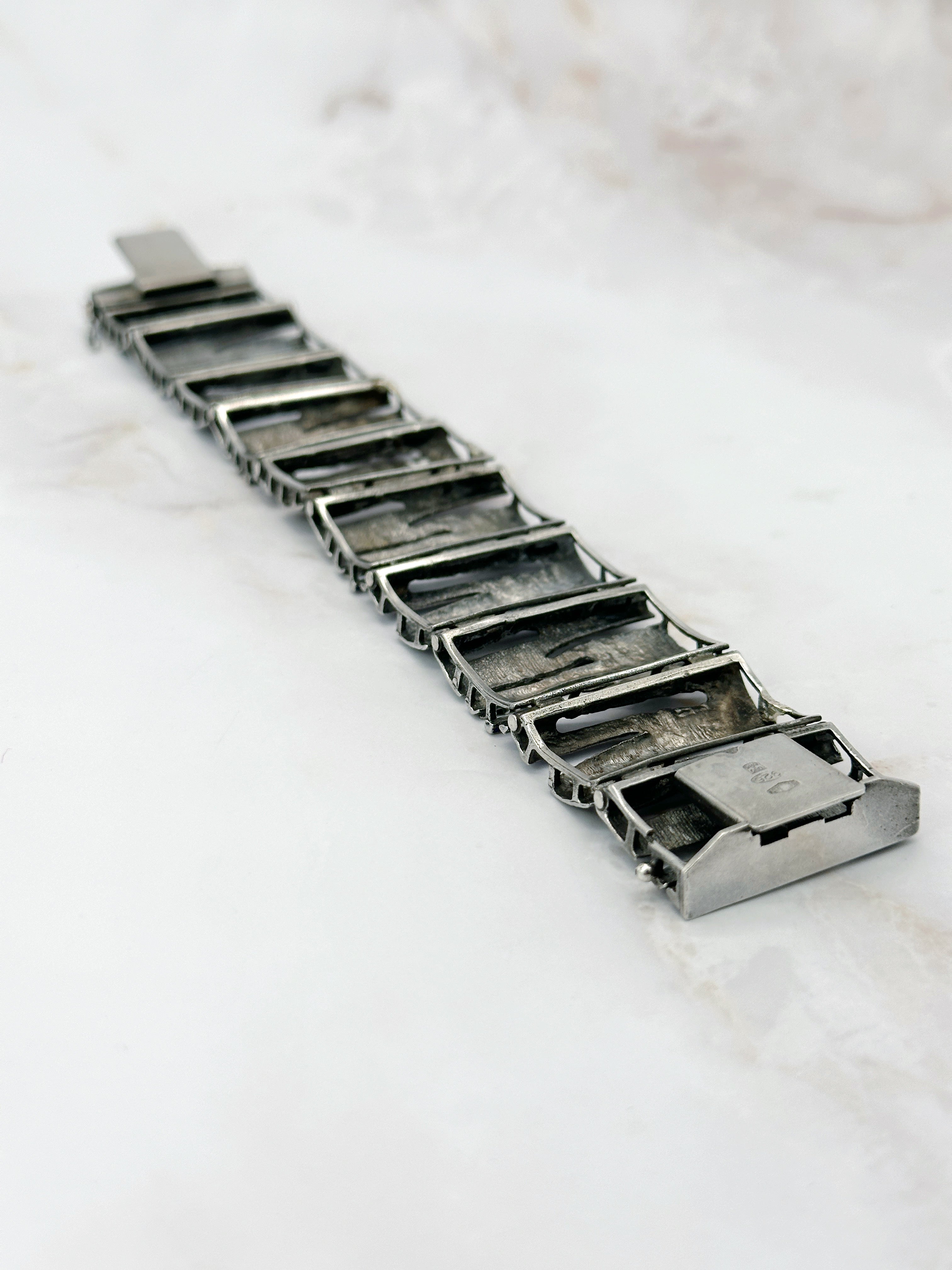 Vintage Armband von UnoAErre in 925 Silber mit blauem Emaille