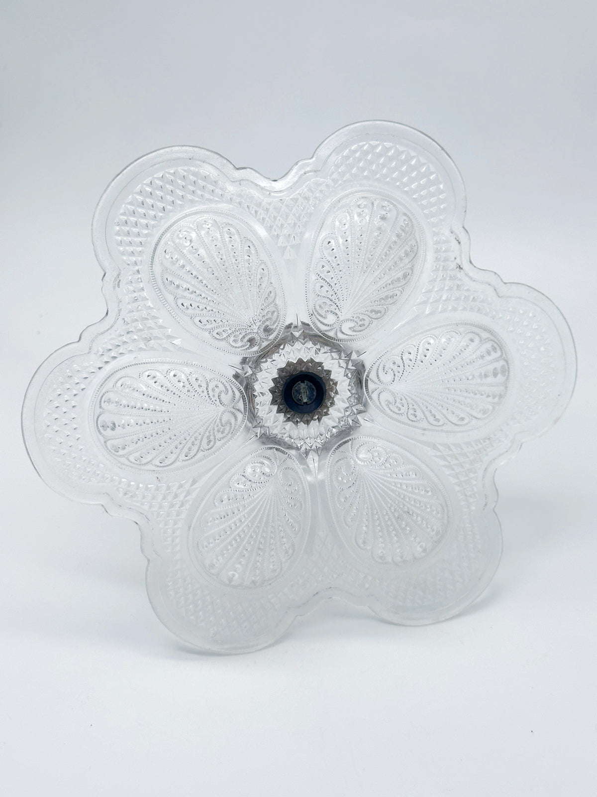 Vintage Eierservierteller aus Glas in Eierform