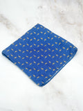 Einstecktuch aus Seide mit Karabiner-Muster in Blitzblau und Gold