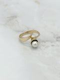 Abstrakter Ring in 585 Gelbgold mit Zuchtperle