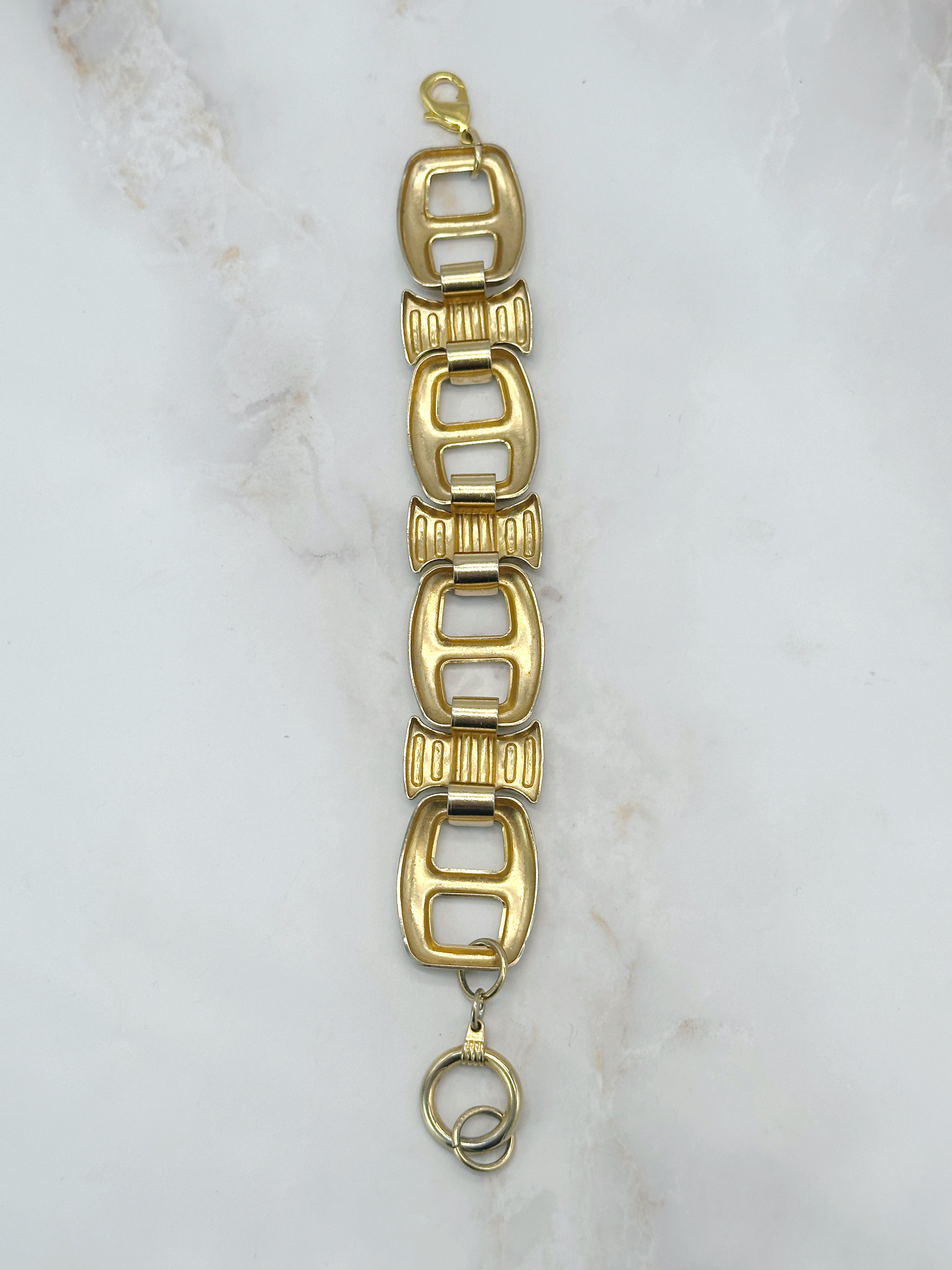 Vintage Bracelet Gold Plated Enamel Green Blue