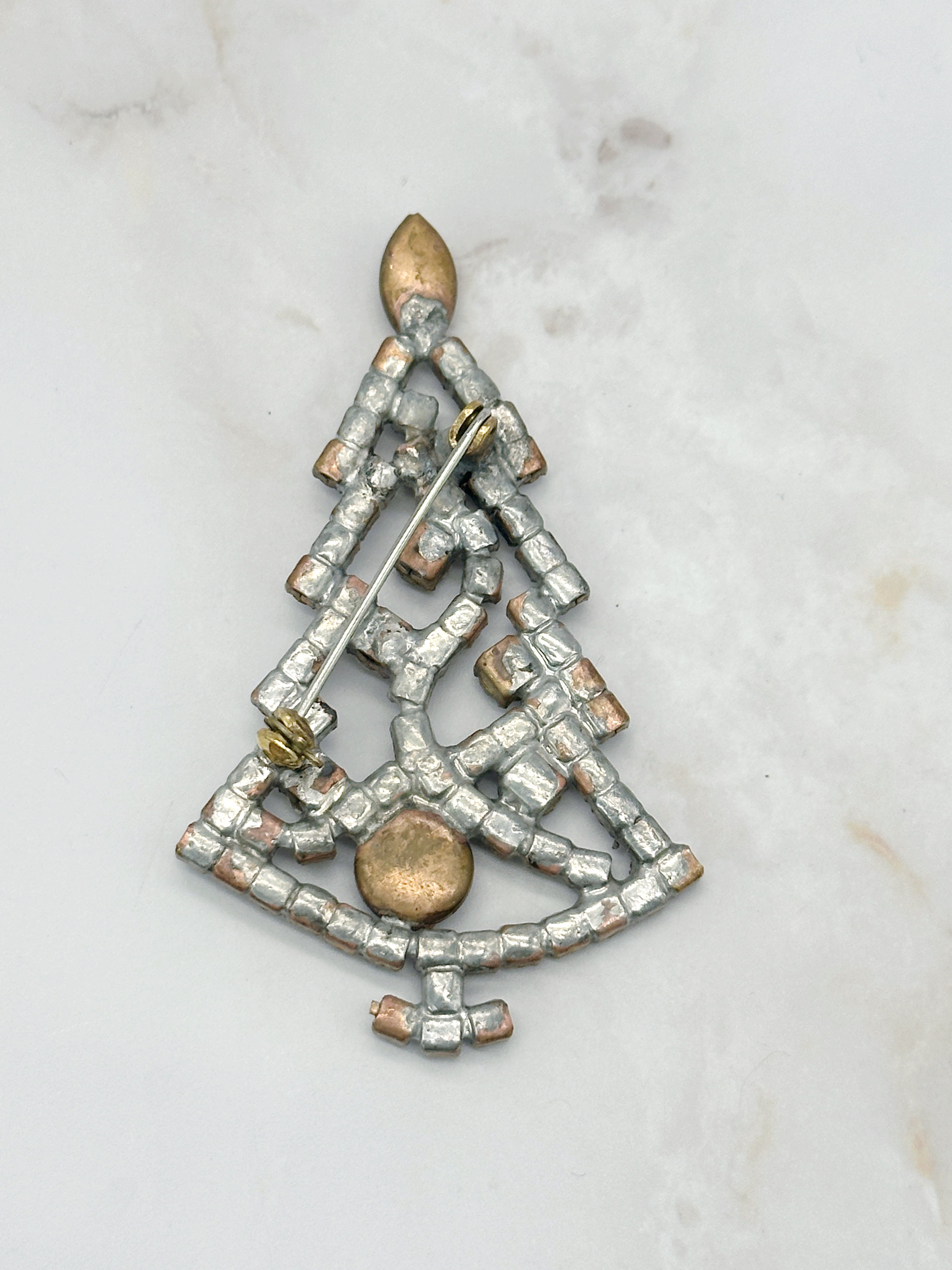 Funkelnde Gablonzer Brosche Christbaum