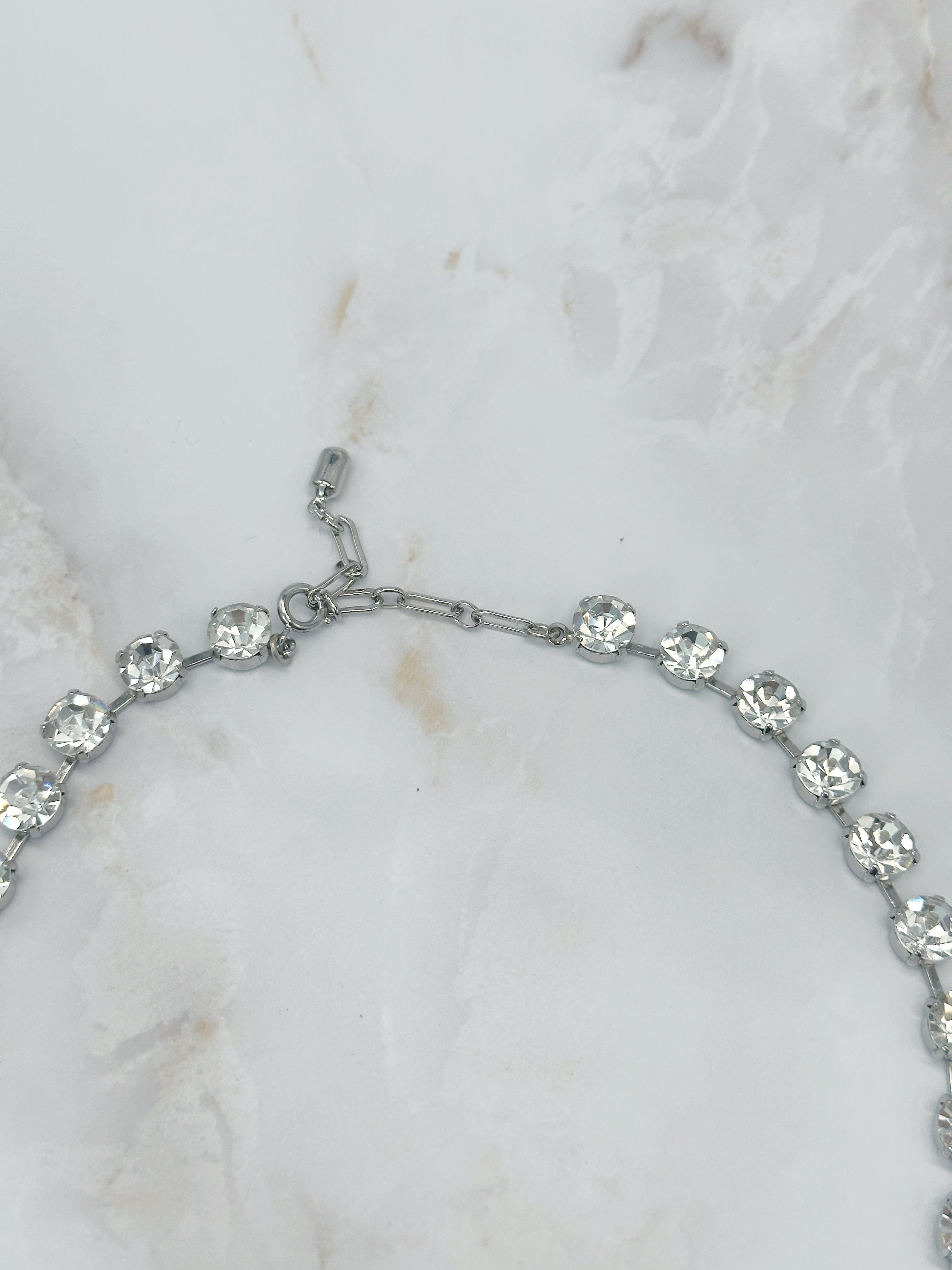 Imposante Vintage Riviere Halskette mit großen Glaskristallen