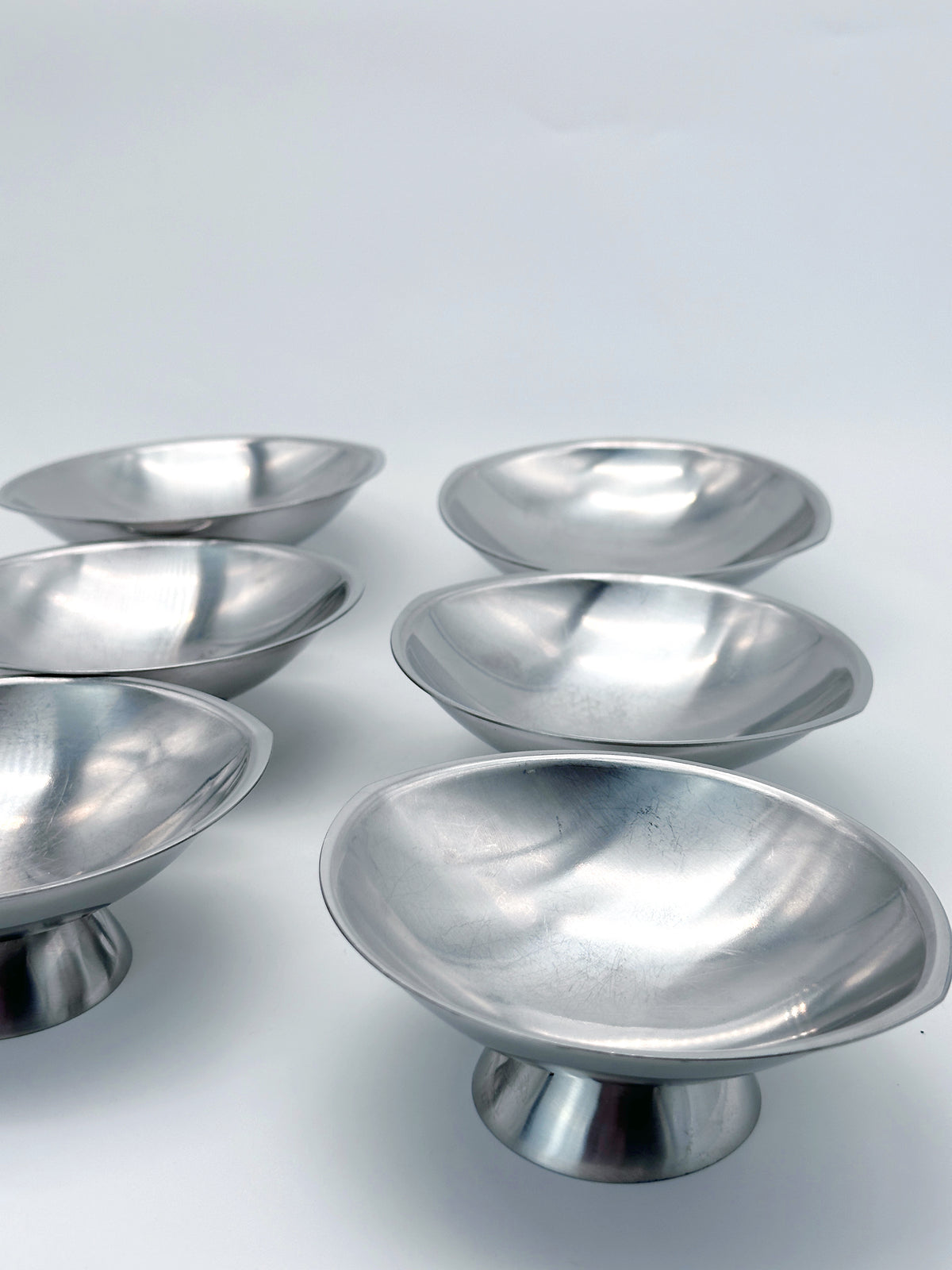 Ovale Vintage Eisbecher von Guy Degrenne – verchromtes 6er-Set