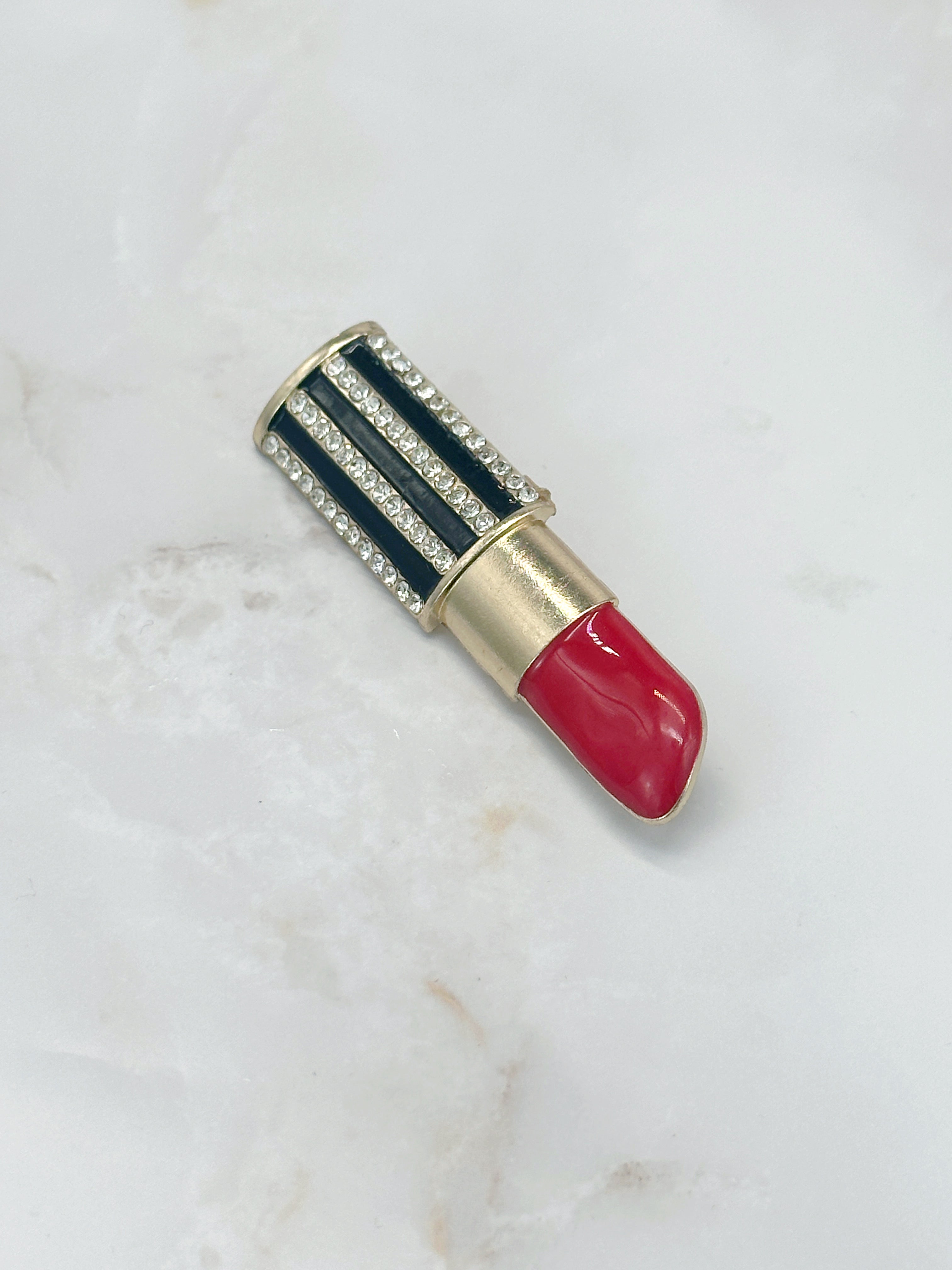 Ausgefallene Vintage Brosche Lippenstift