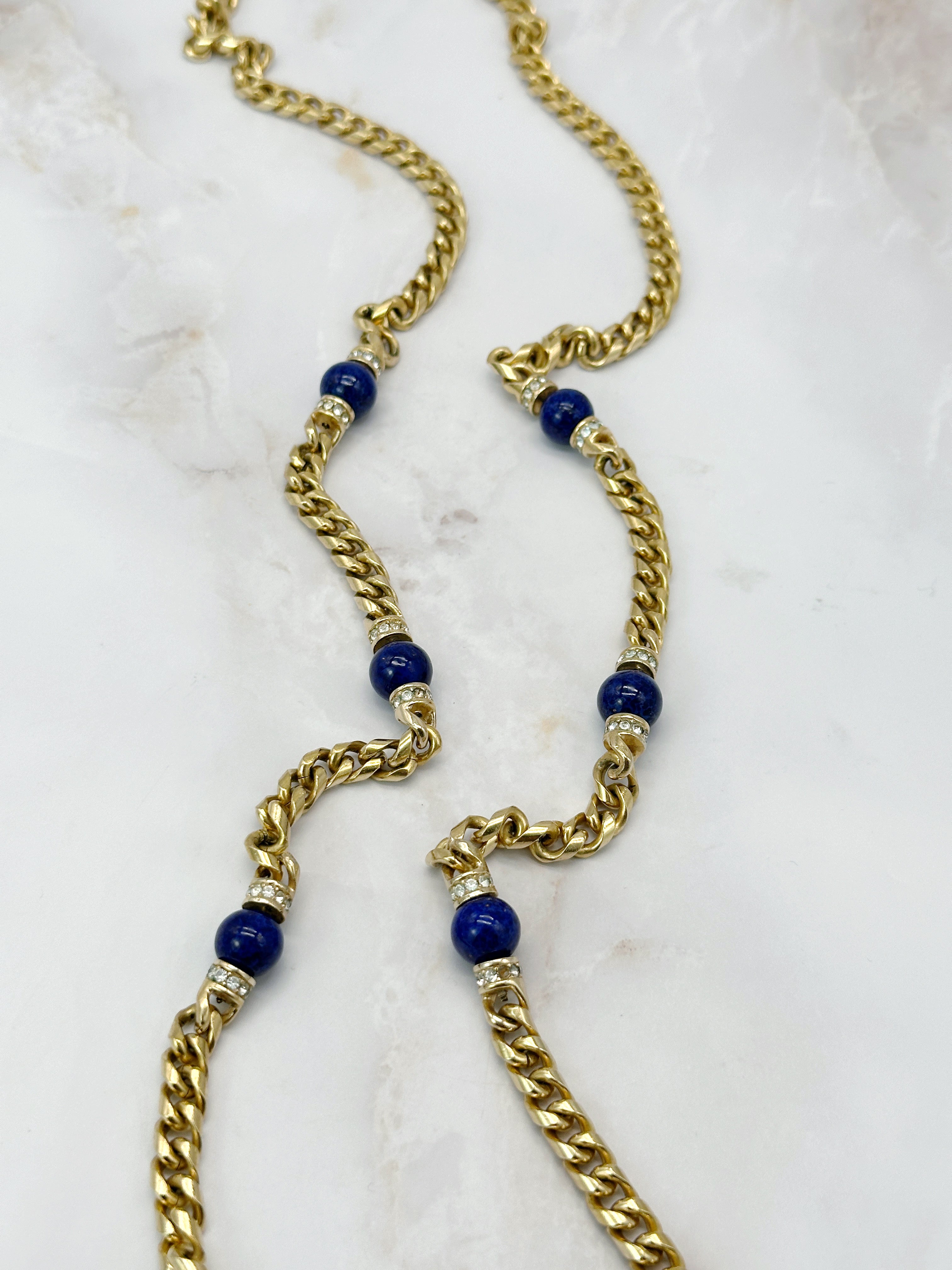 Lange Designer-Halskette von Grossé in Lapislazuli Blau