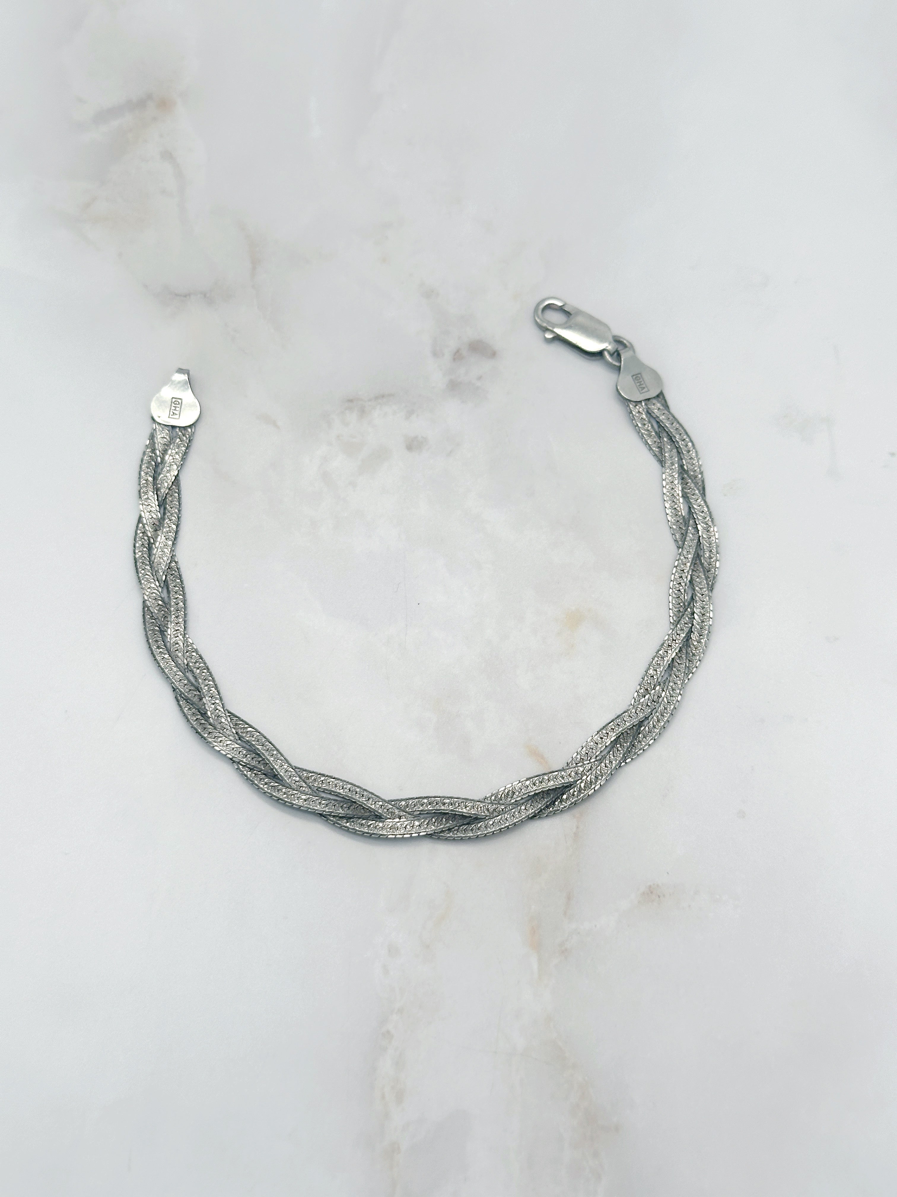 Vintage Armband aus 925 Sterling Silber mit geflochtenem Design