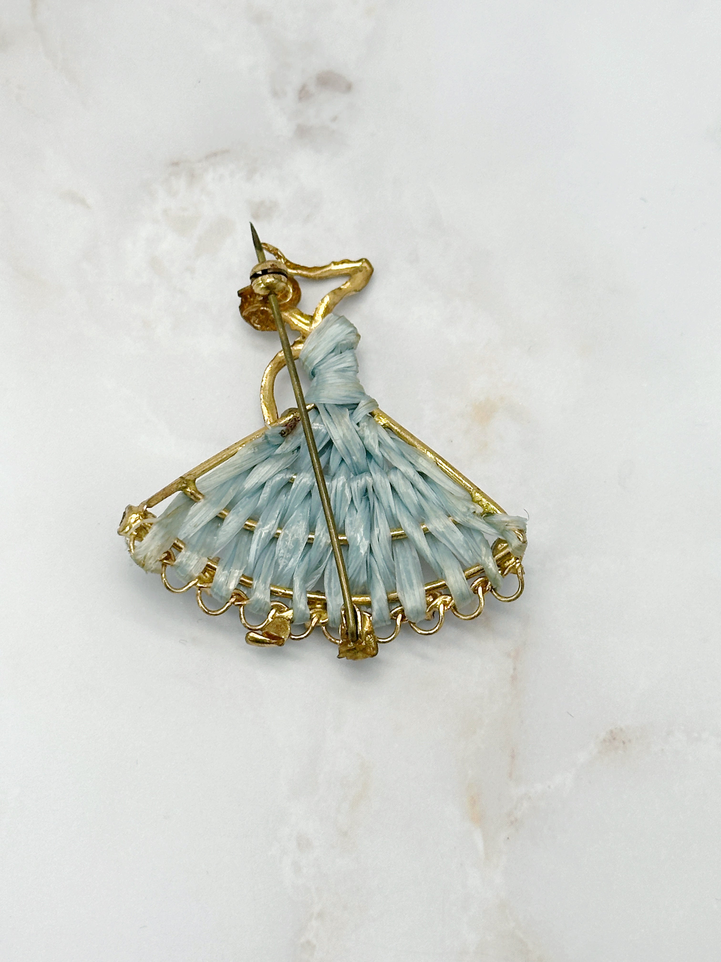 Bezaubernde Vintage Brosche Ballerina mit Perle