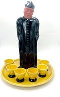 Vintage Schnaps-Set Don Camillo von Scheibbs Keramik mit Servierplatte