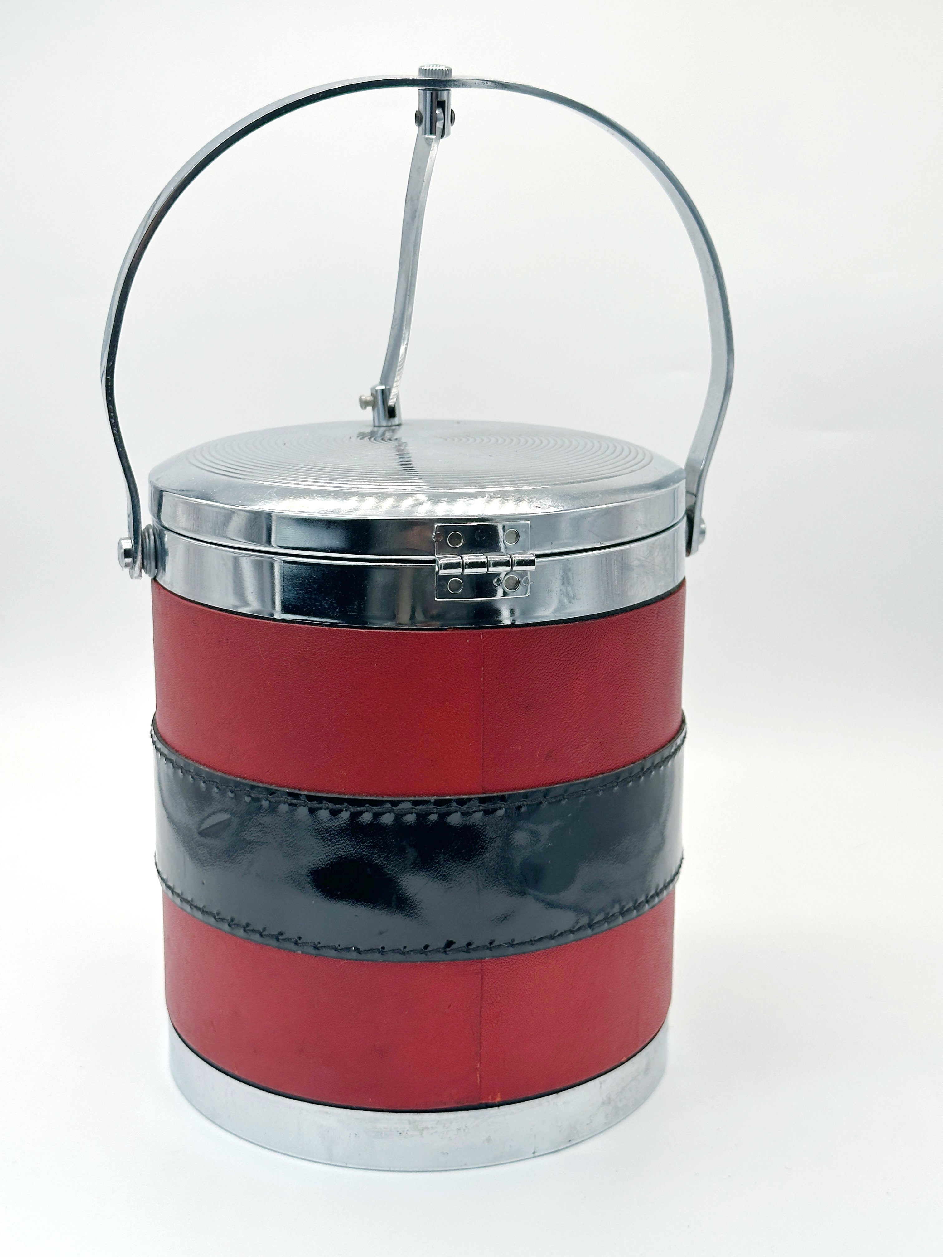 Midcentury Eiswürfelgefäß mit Gürtelschnallenmotiv