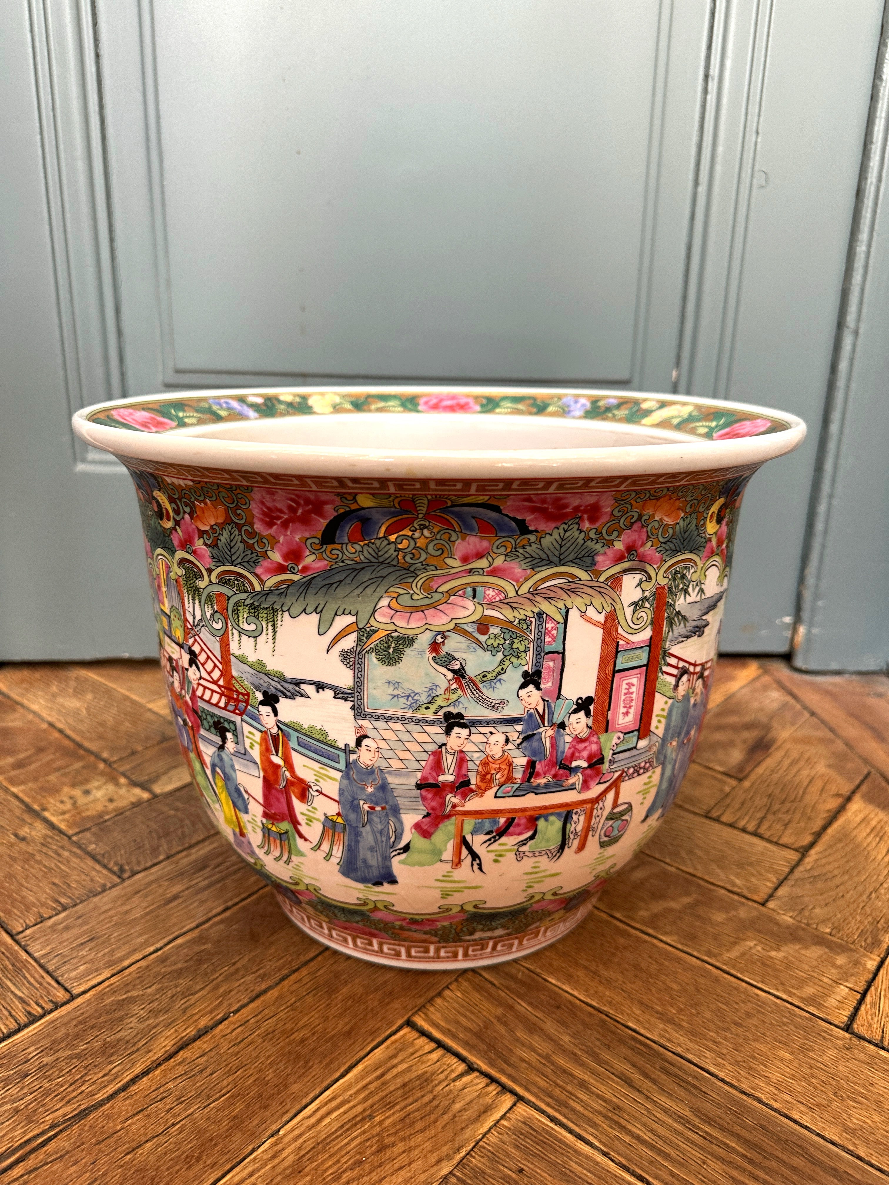 Vintage Chinesisches Pflanzgefäß Famille Rose