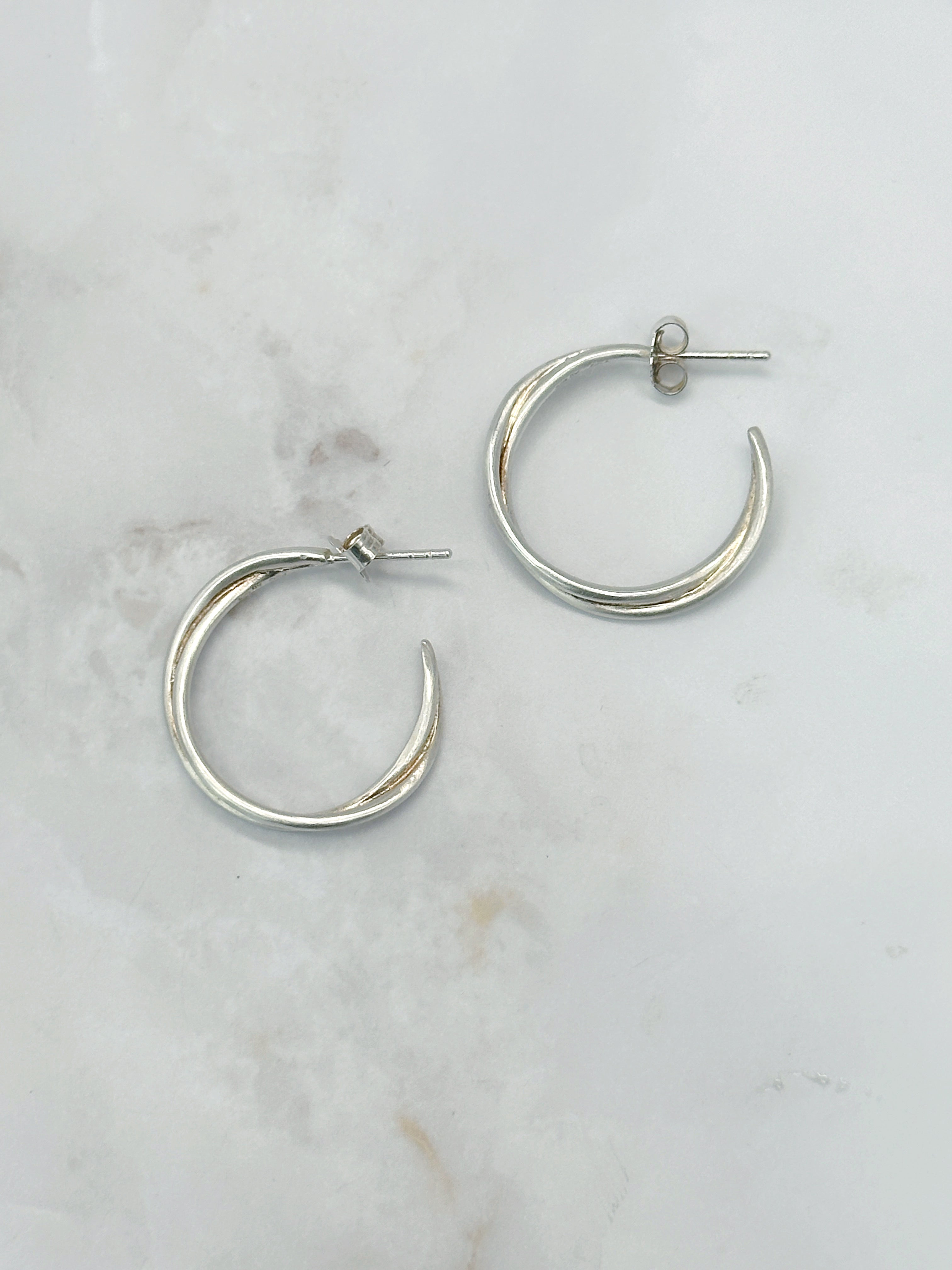 Signierte Pernille Corydon Vintage Creolen aus 925 Sterling Silber gedreht