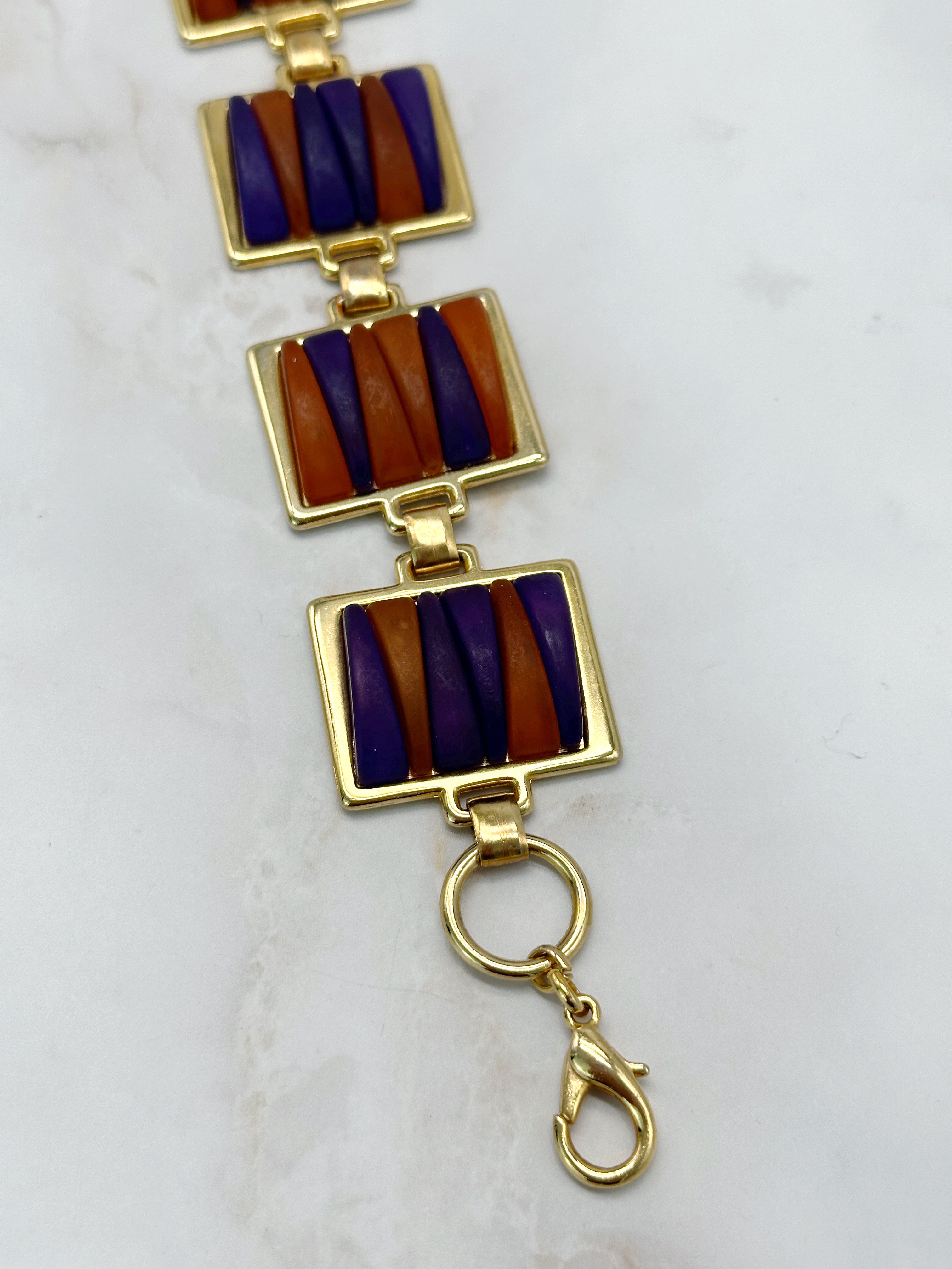 Vintage bracelet gold-plated with purple-brown elements