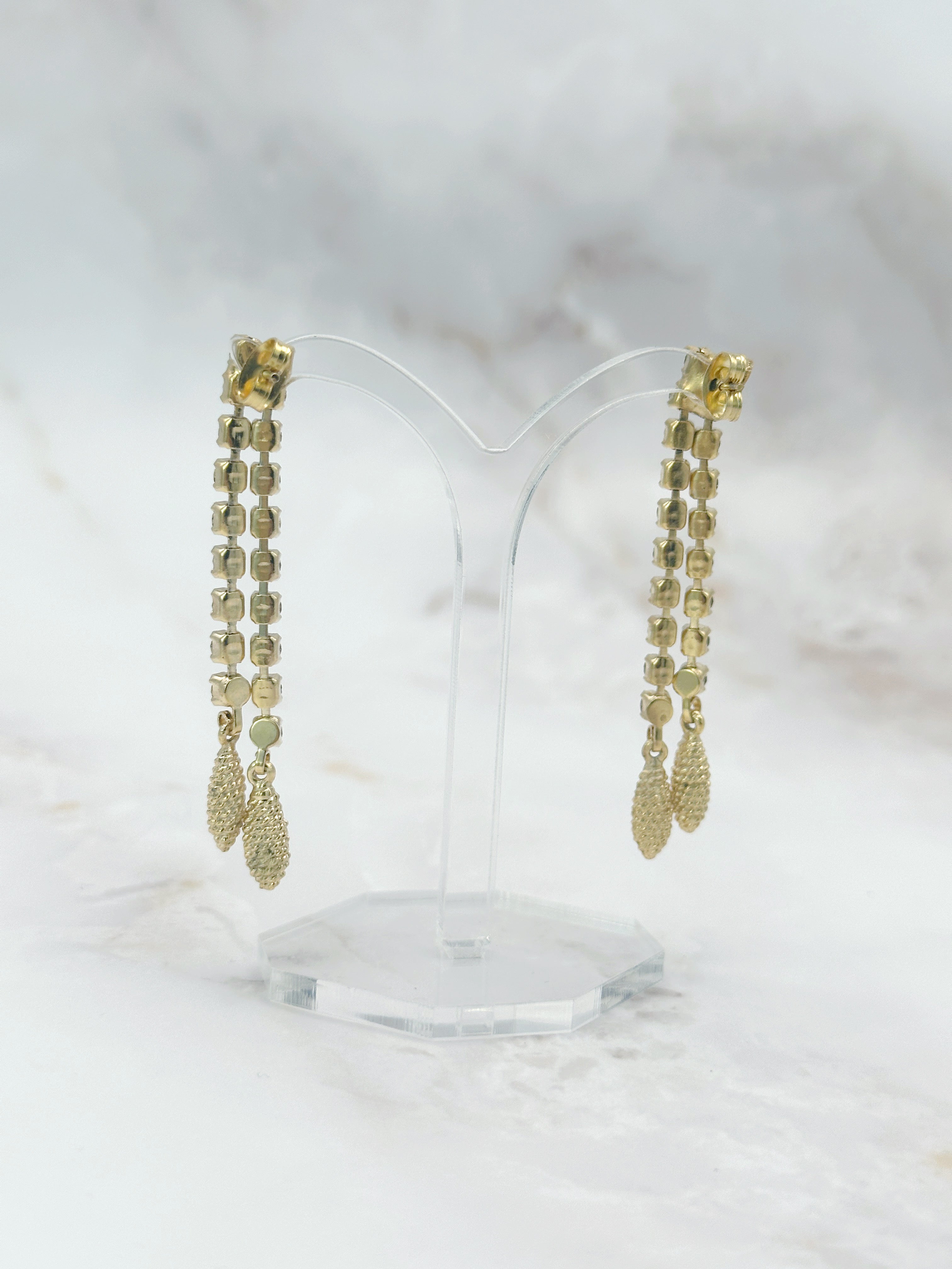 Vergoldete Vintage Strass-Ohrringe mit elegantem Tropfen