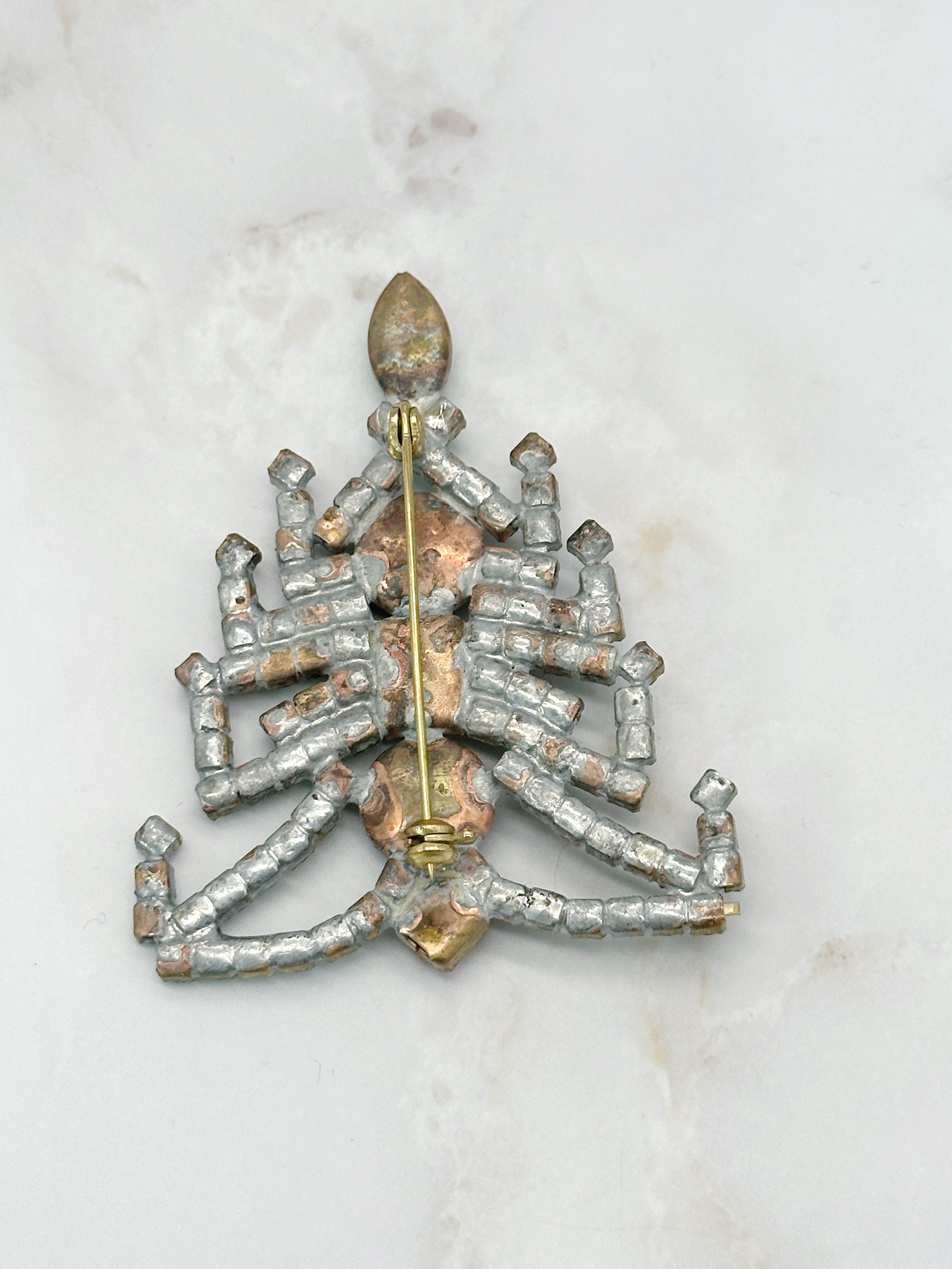 Funkelnde Gablonzer Brosche Christbaum