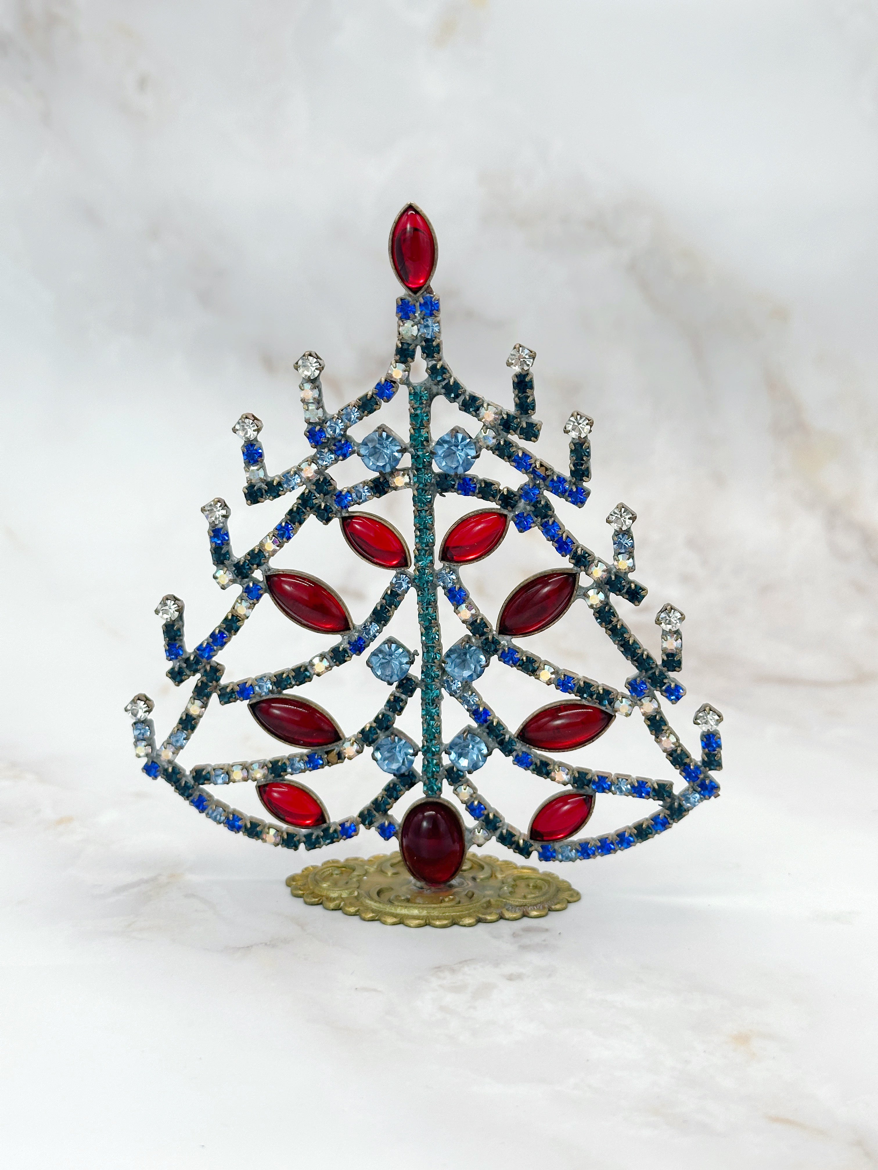 Vintage Gablonzer Christbaum aus Strass & Kristall