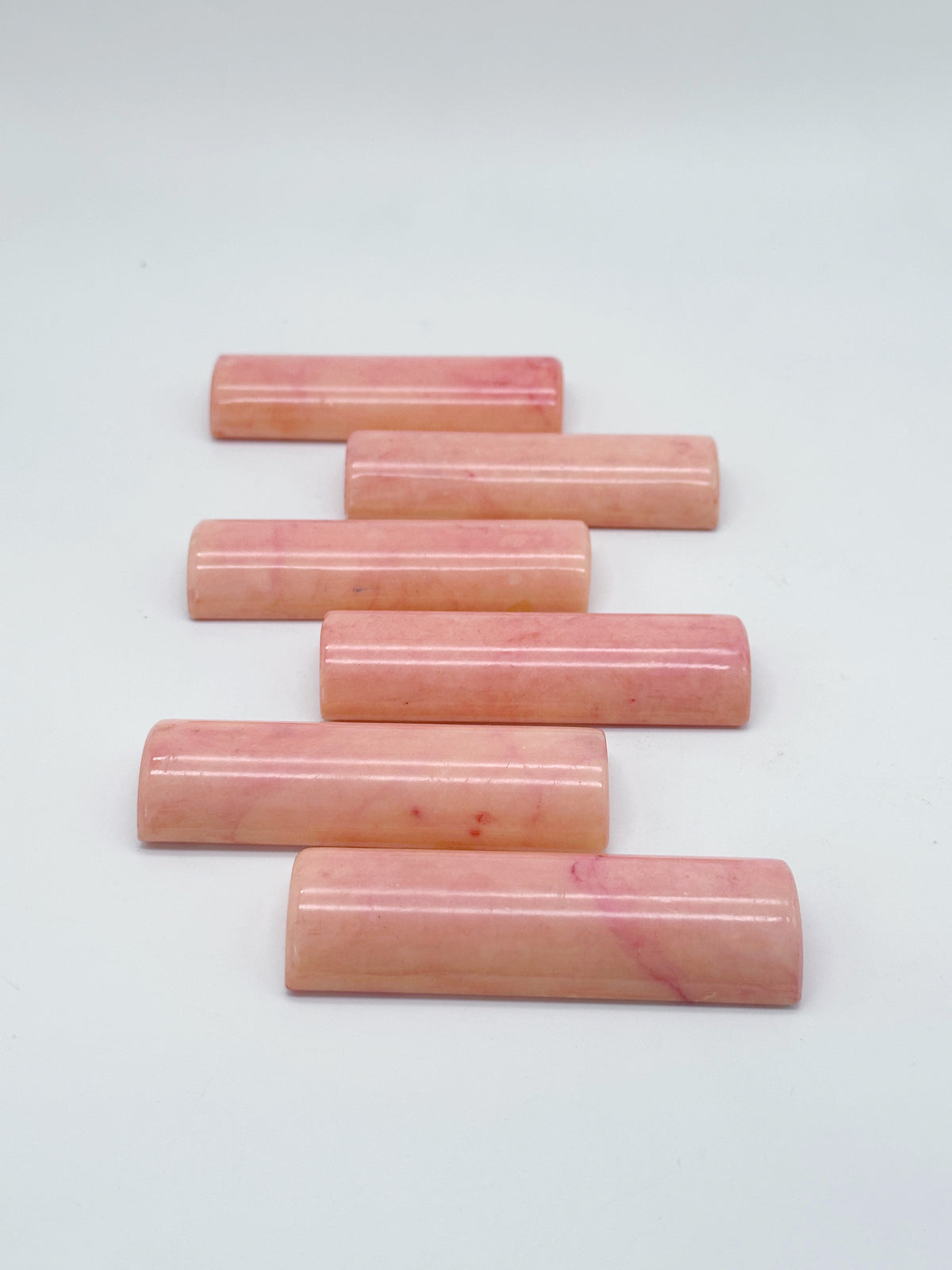 Messerbänkchen aus pfirsichfarbenem Marmor – elegantes 6er-Set