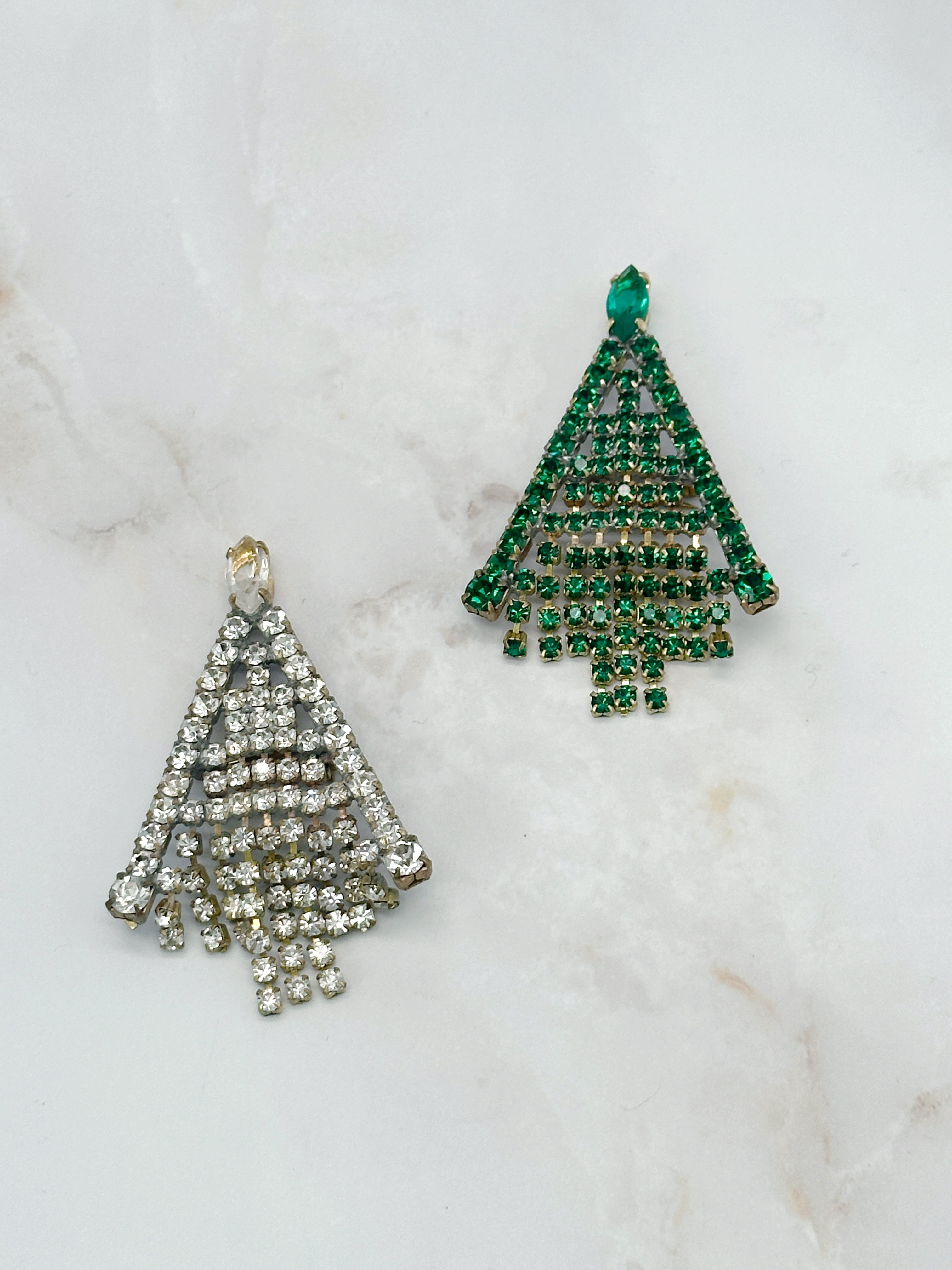 Funkelnde Gablonzer Brosche Christbaum