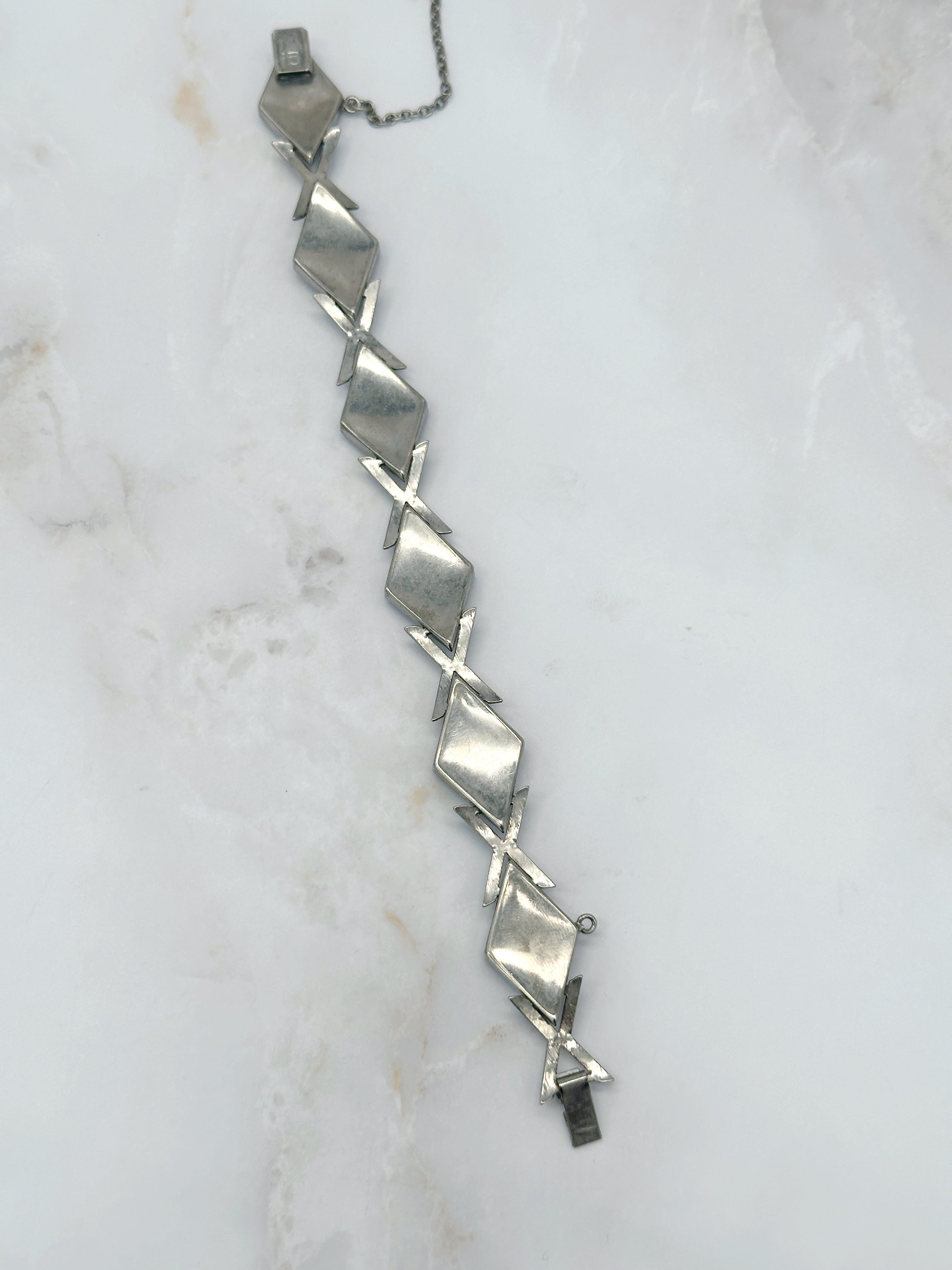 Vintage Armband mit Glasmosaik und Trapezgliedern