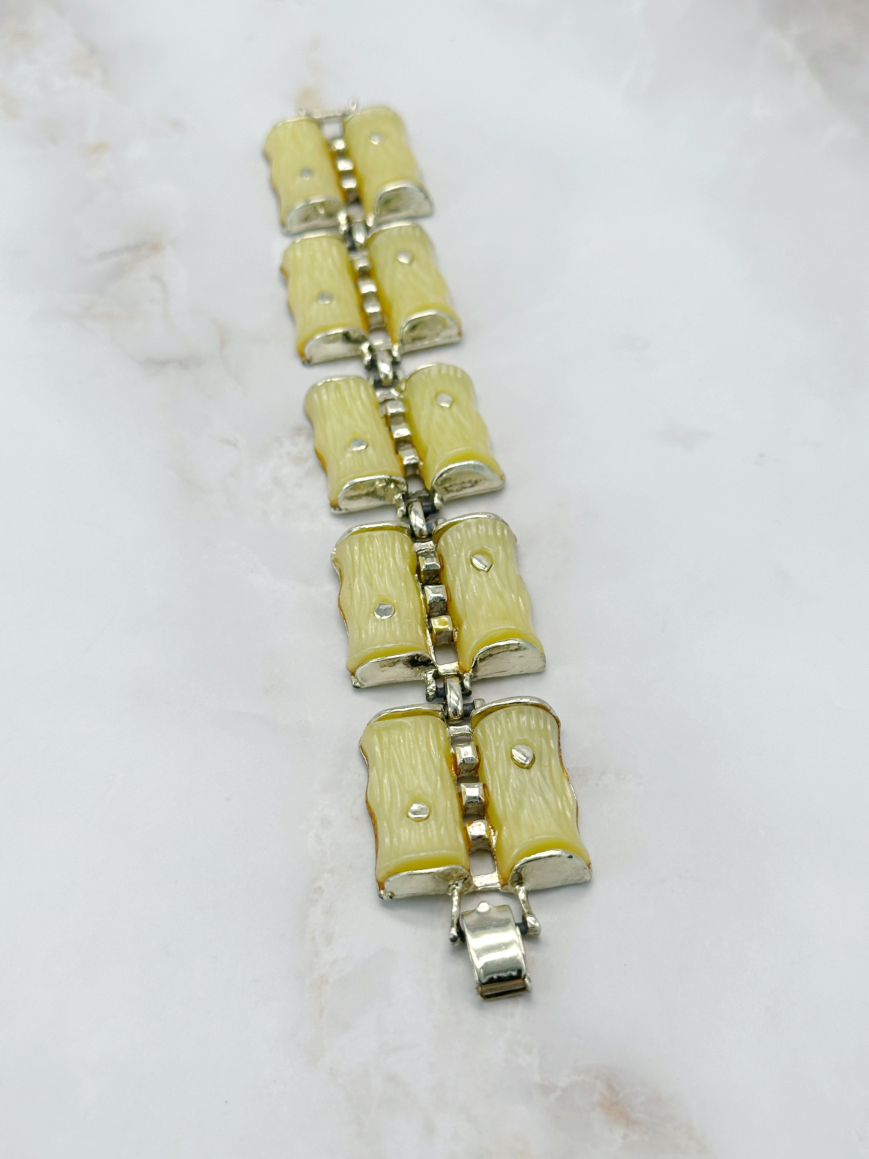 Vintage Lucite Bracelet Yellow Bamboo Design