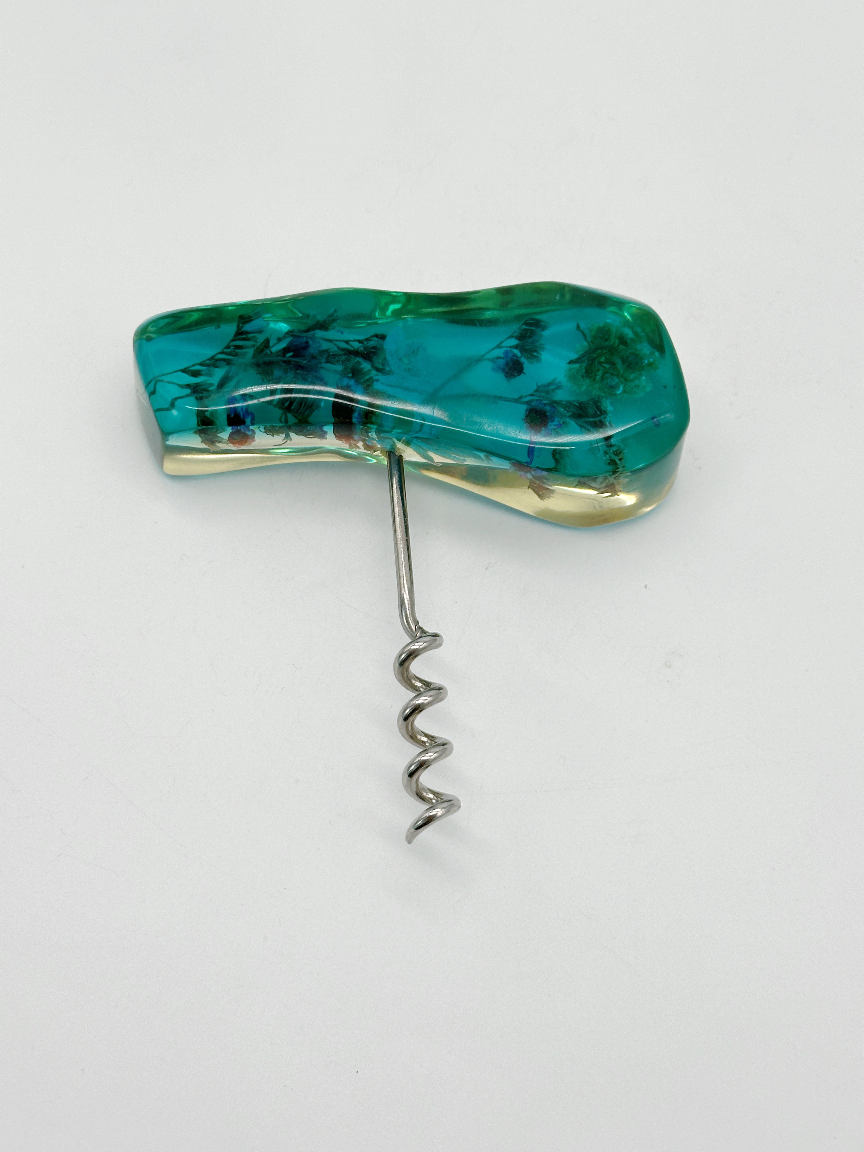 Vintage Flaschenöffner mit echten Blüten in Acryl