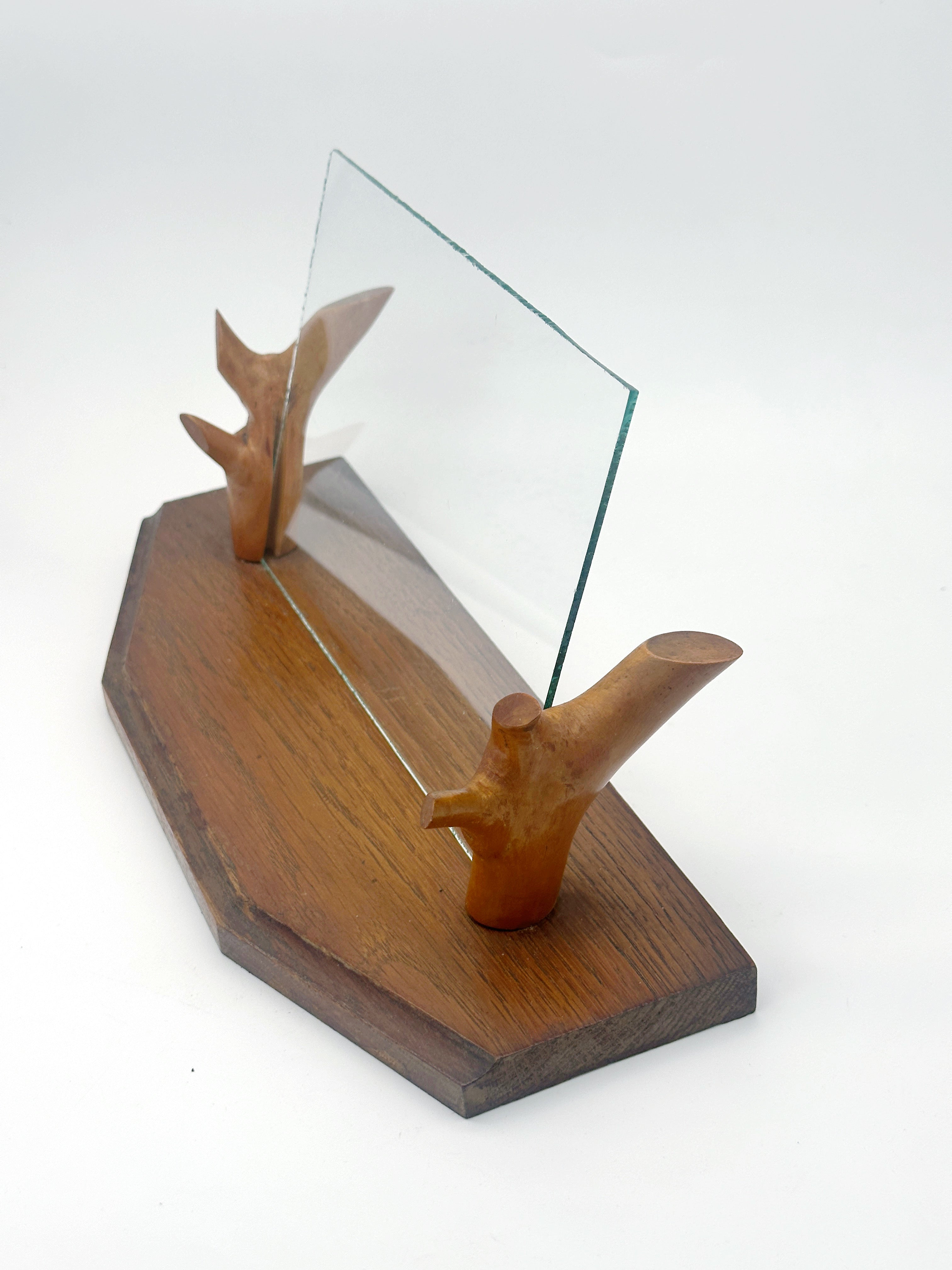 Fotorahmen mit Ständer aus Holz und Glas um 1930/40