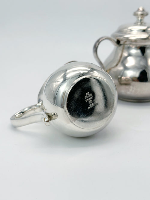 Antique milk &amp; sugar set by Christofle around 1920, silver-plated