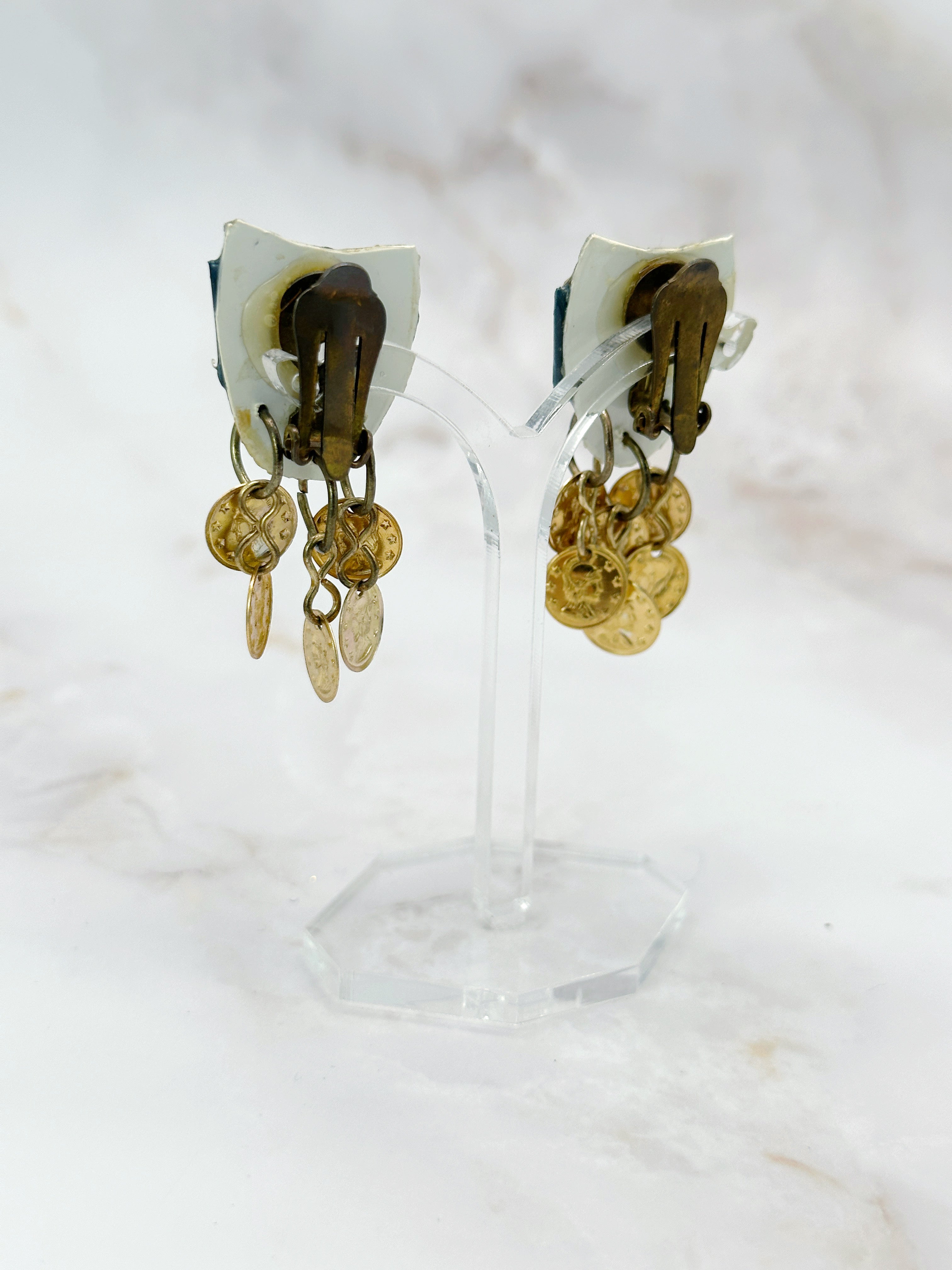 Extravagante Vintage Ohrclips "Maskenball", lila & gold