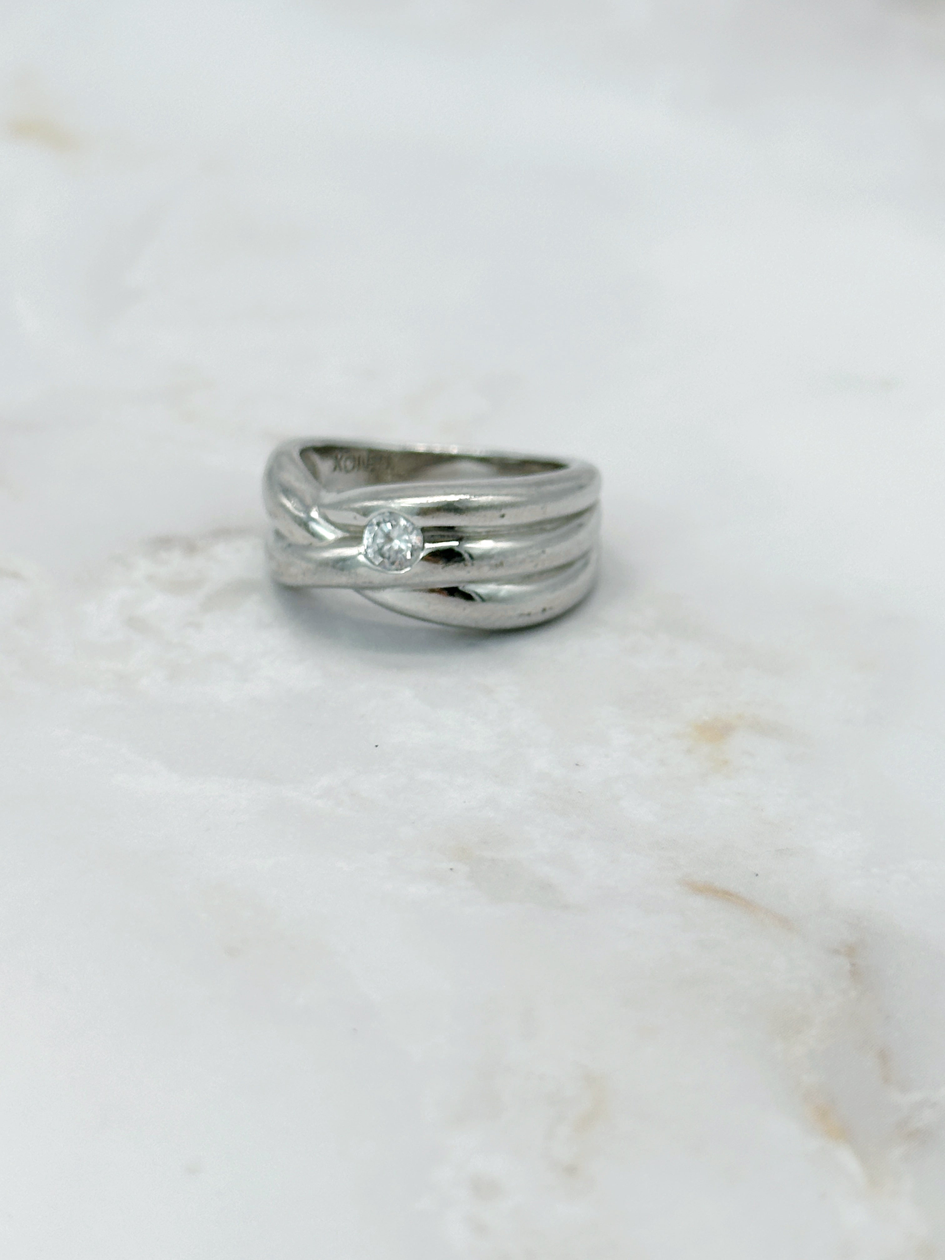 Breiter Statement-Ring aus 925 Silber mit Zirkonia