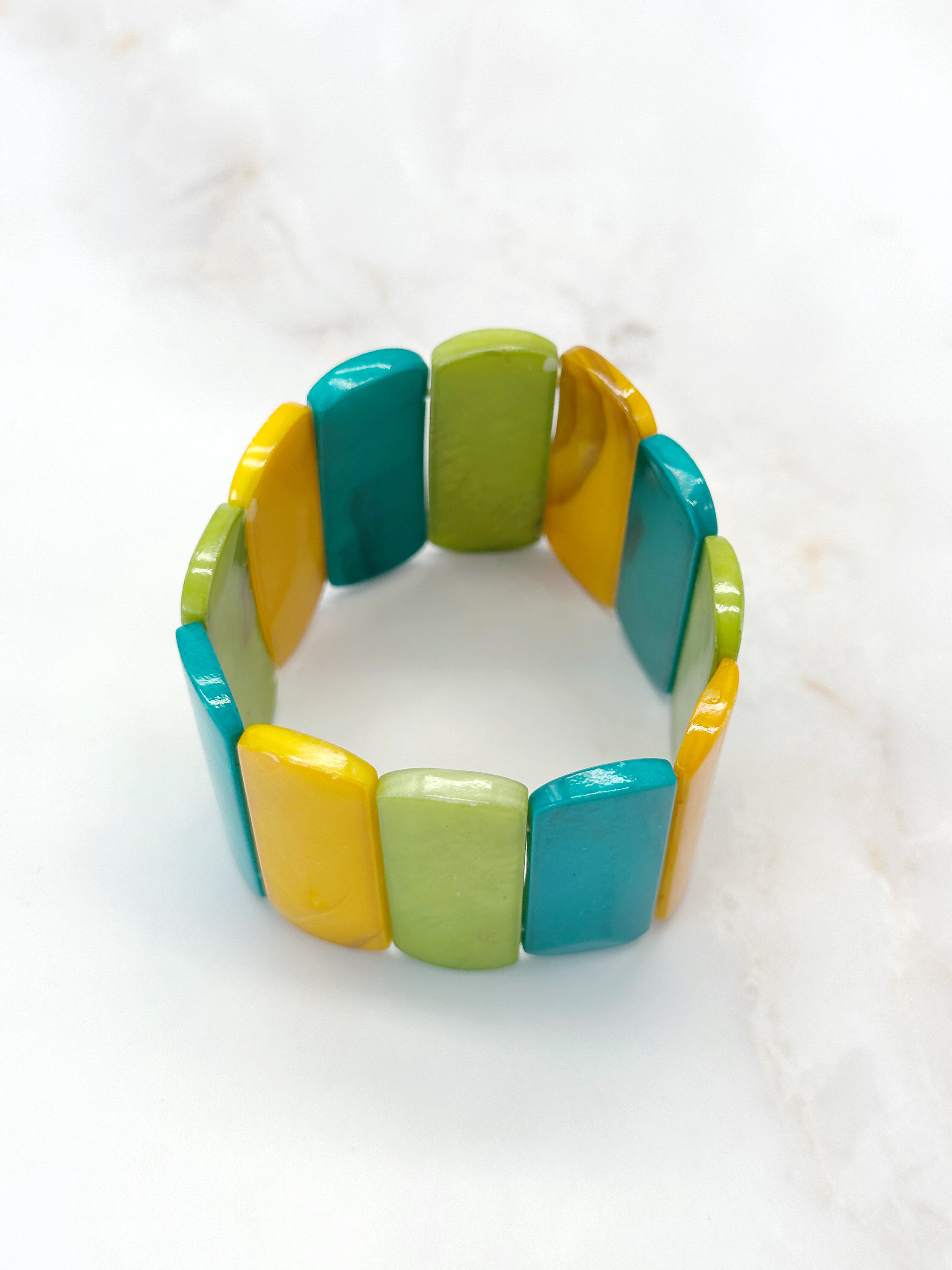 Vintage mother-of-pearl bracelet with colorful links