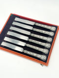 Antikes 6er Set Obst- und Käsemesser A. Becher Österreich um 1880