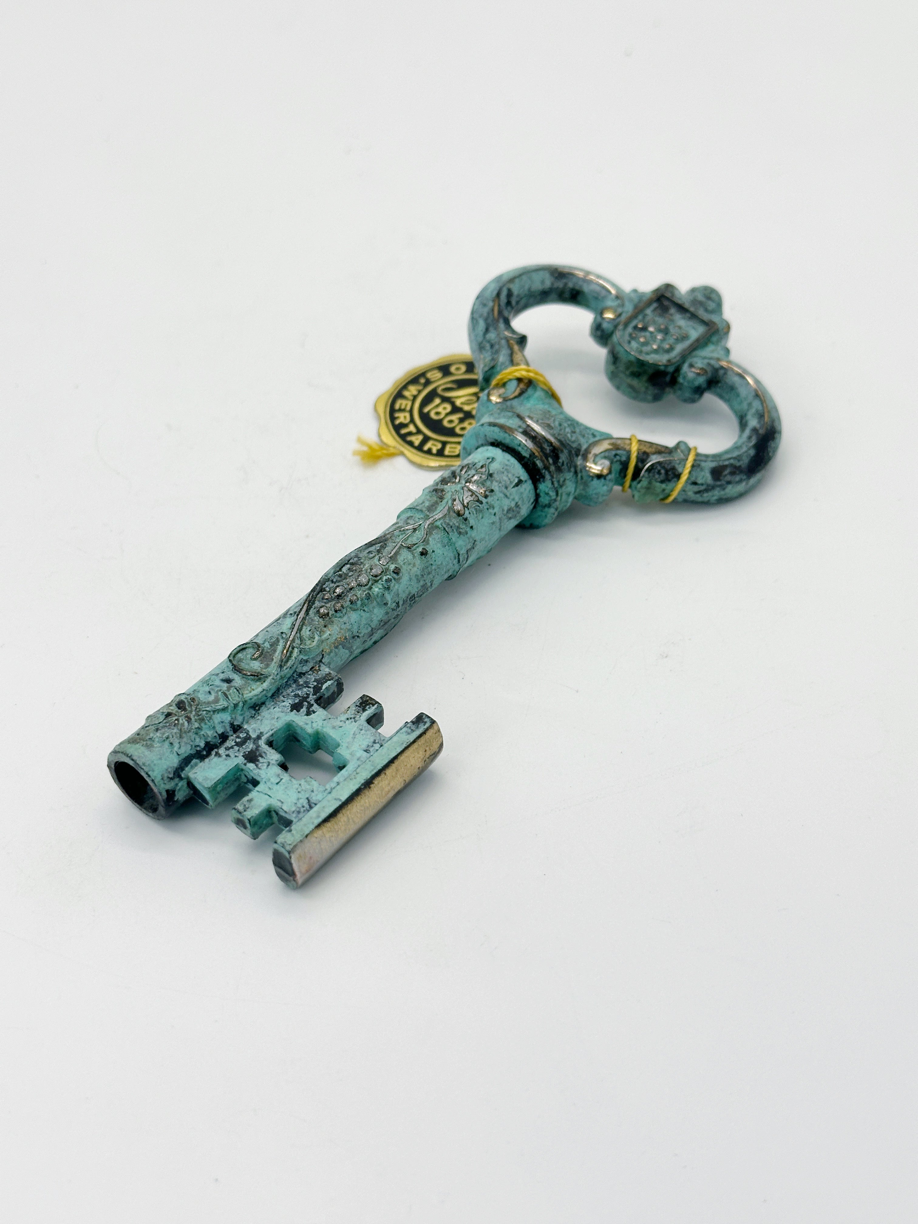 Vintage Korkenzieher in Schlüsselform aus Messing