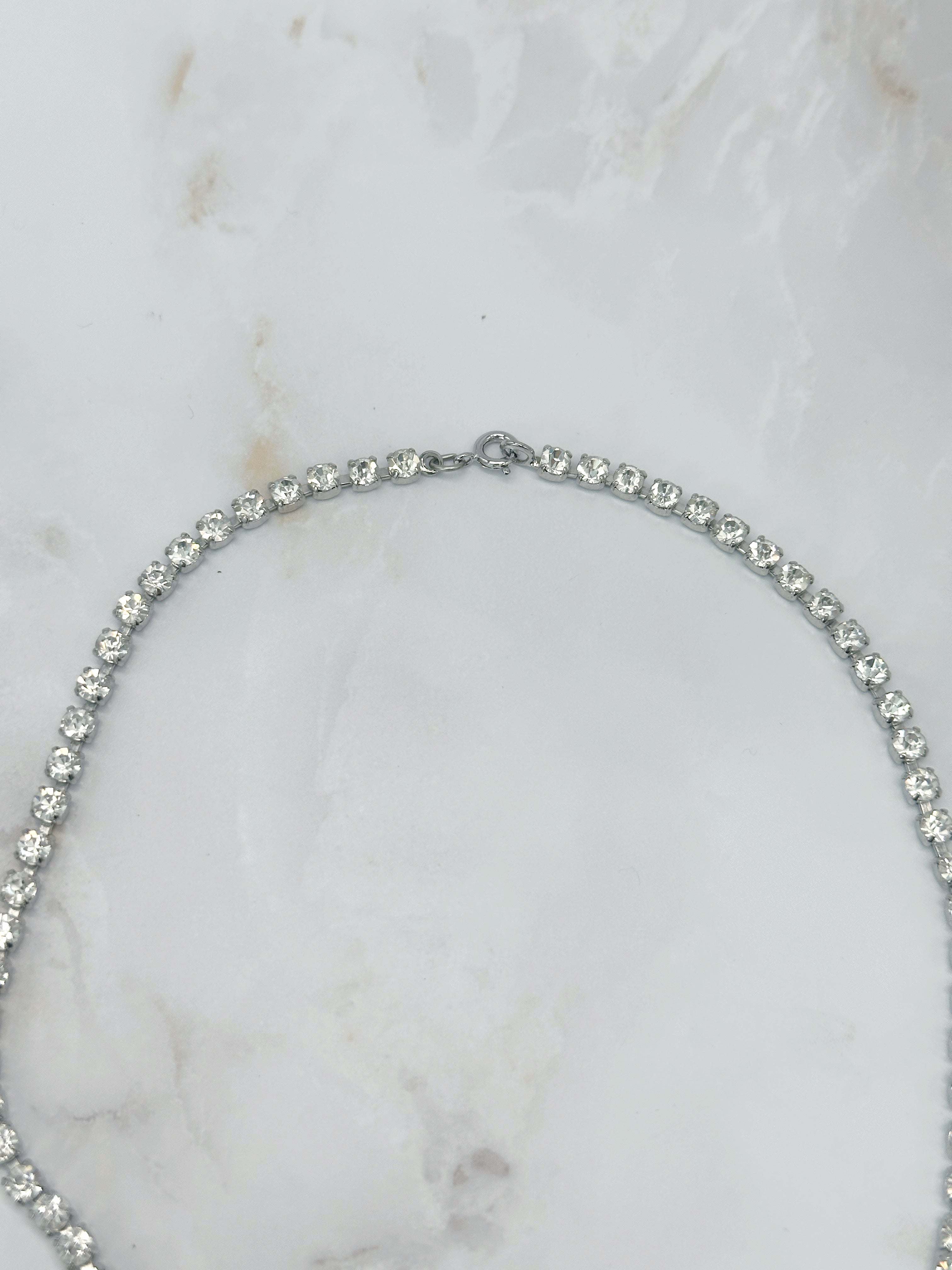 Vintage Strass Collier mit Baguette-Steinen und Kristall-Glanz