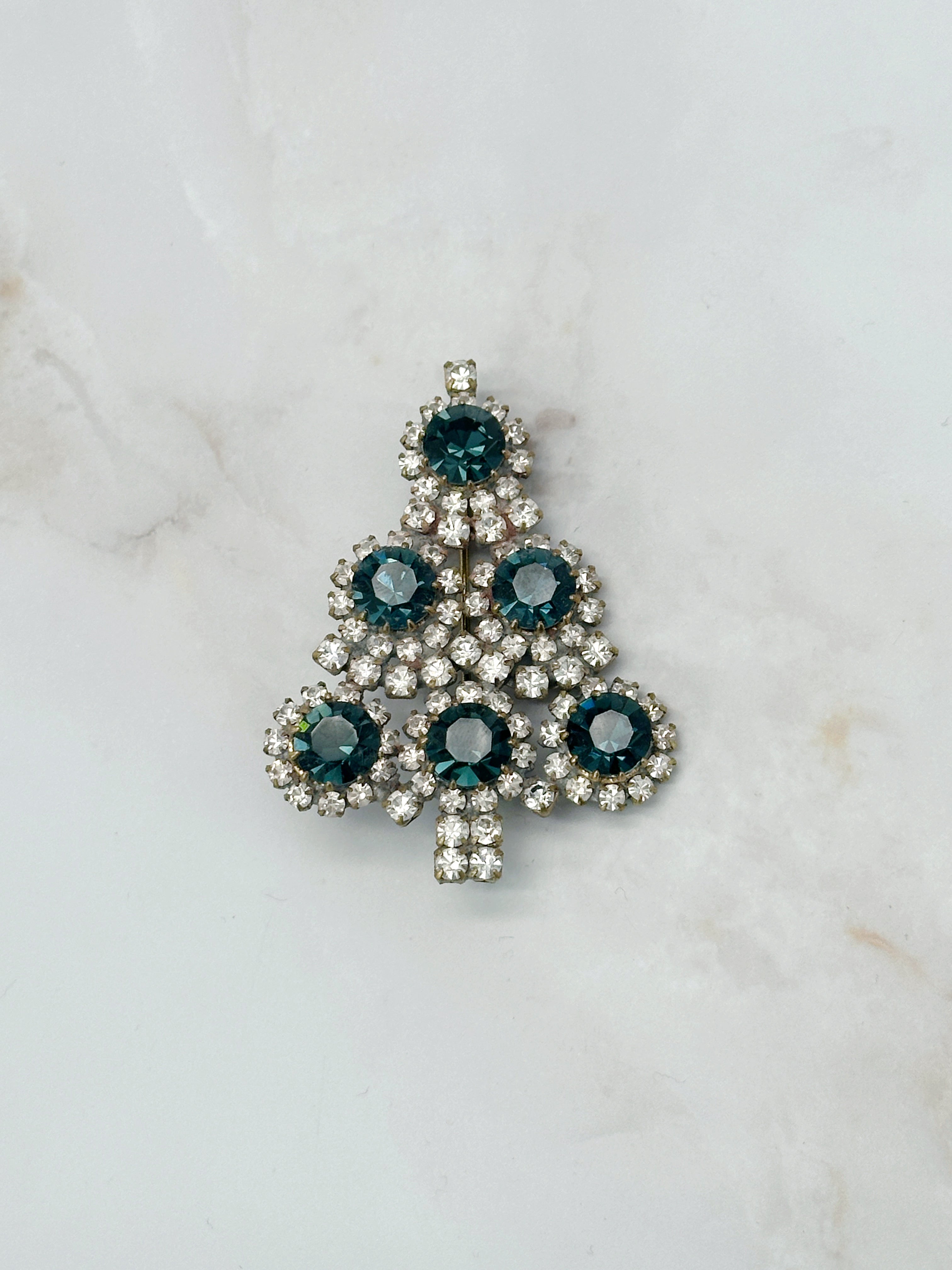 Funkelnde Gablonzer Brosche Christbaum