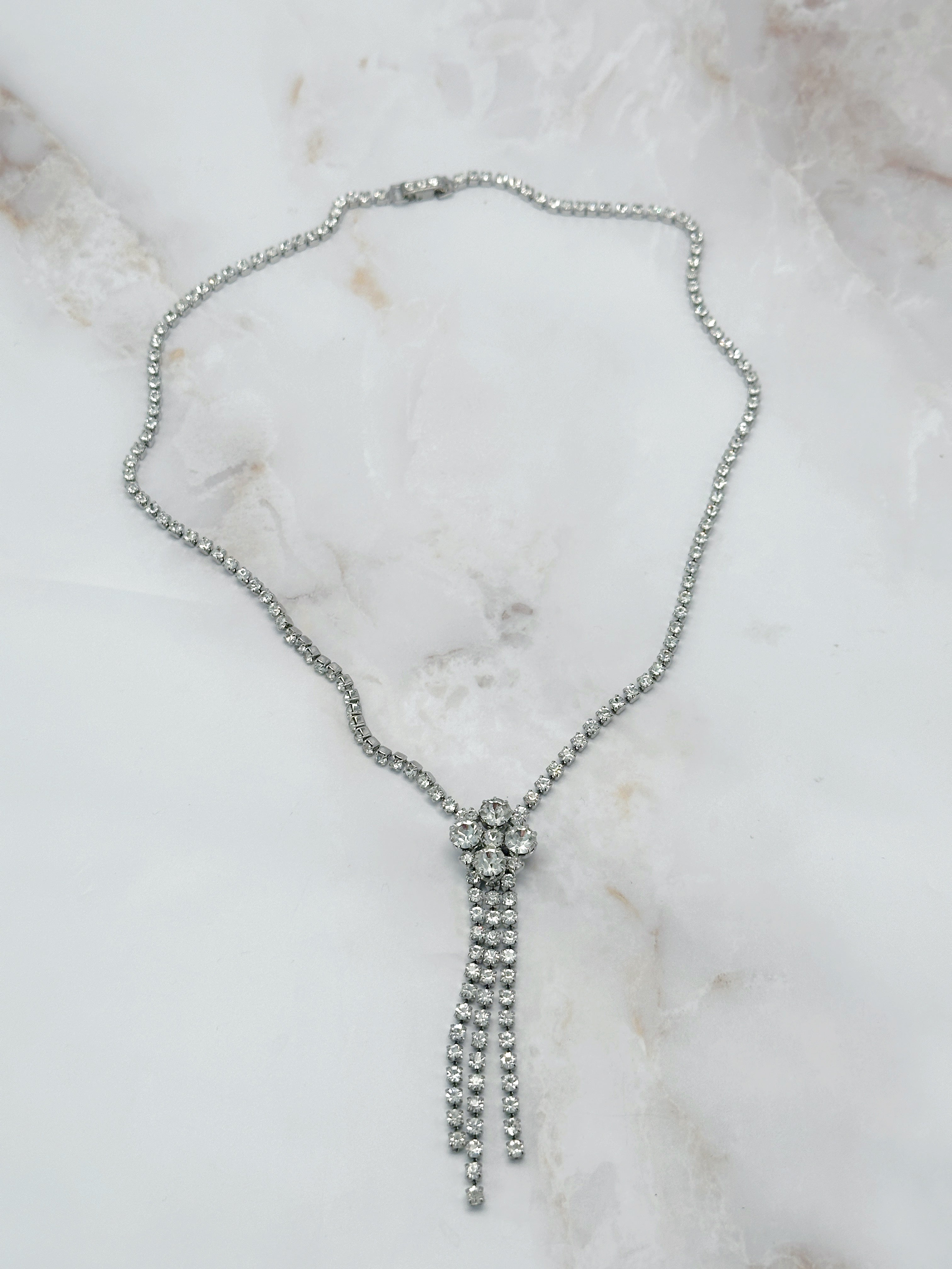 Funkelndes Vintage Collier mit Strass-Fransen