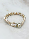 Zweireihiges Vintage Armband mit champagnerfarbenen Imitationsperlen