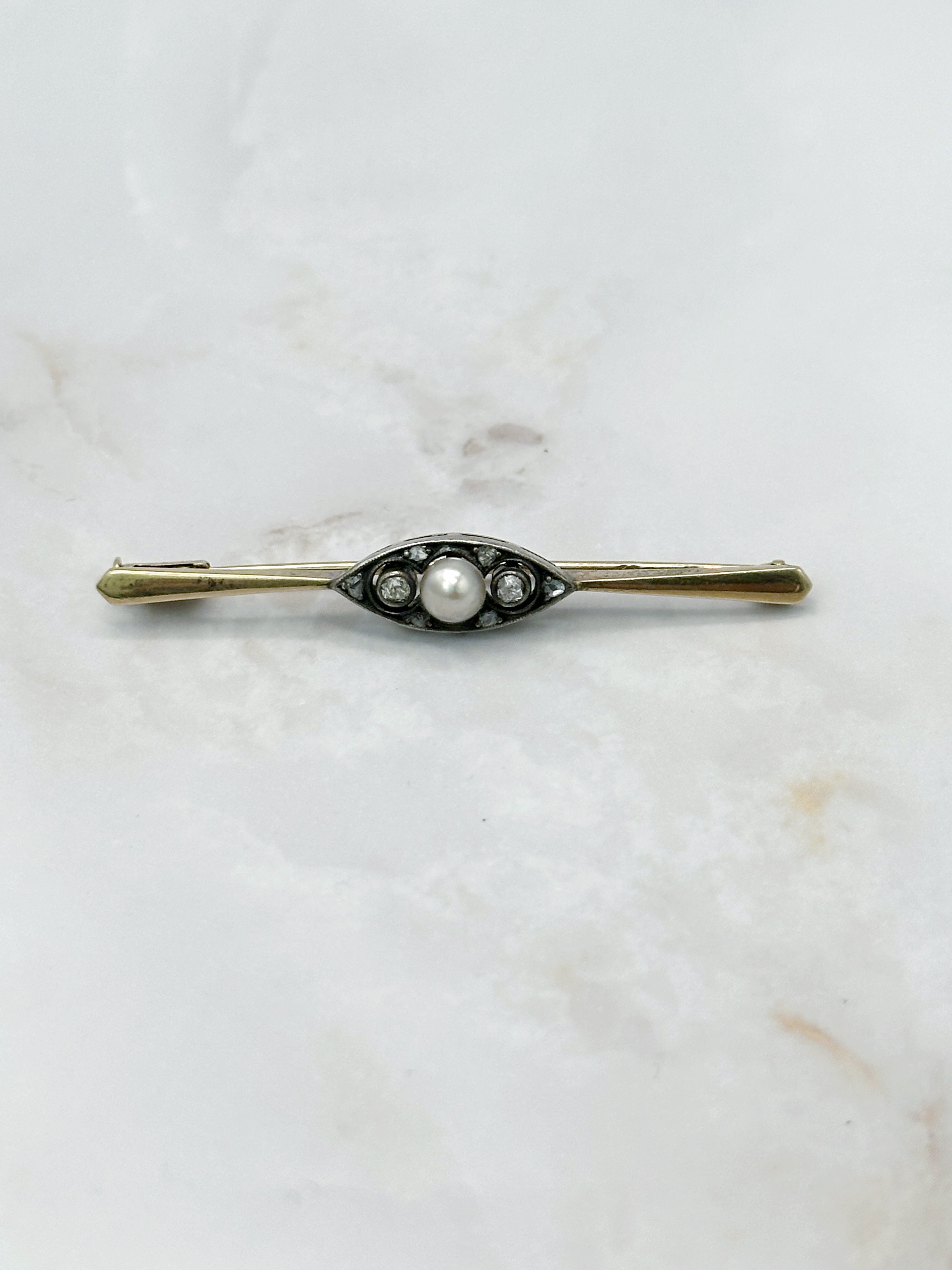 Stabbrosche mit Perle & Diamant