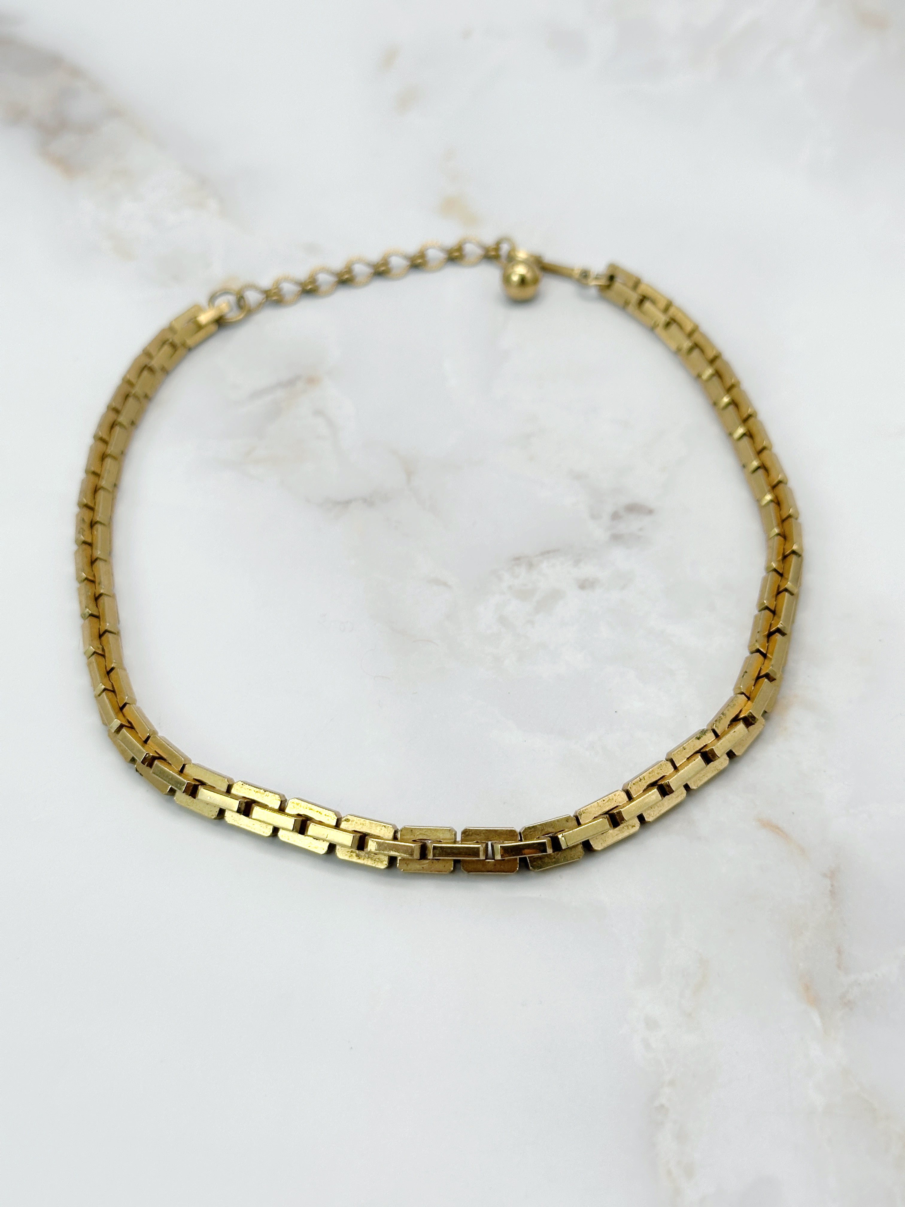 Vergoldeter Vintage Choker mit verschachtelten eckigen Elementen