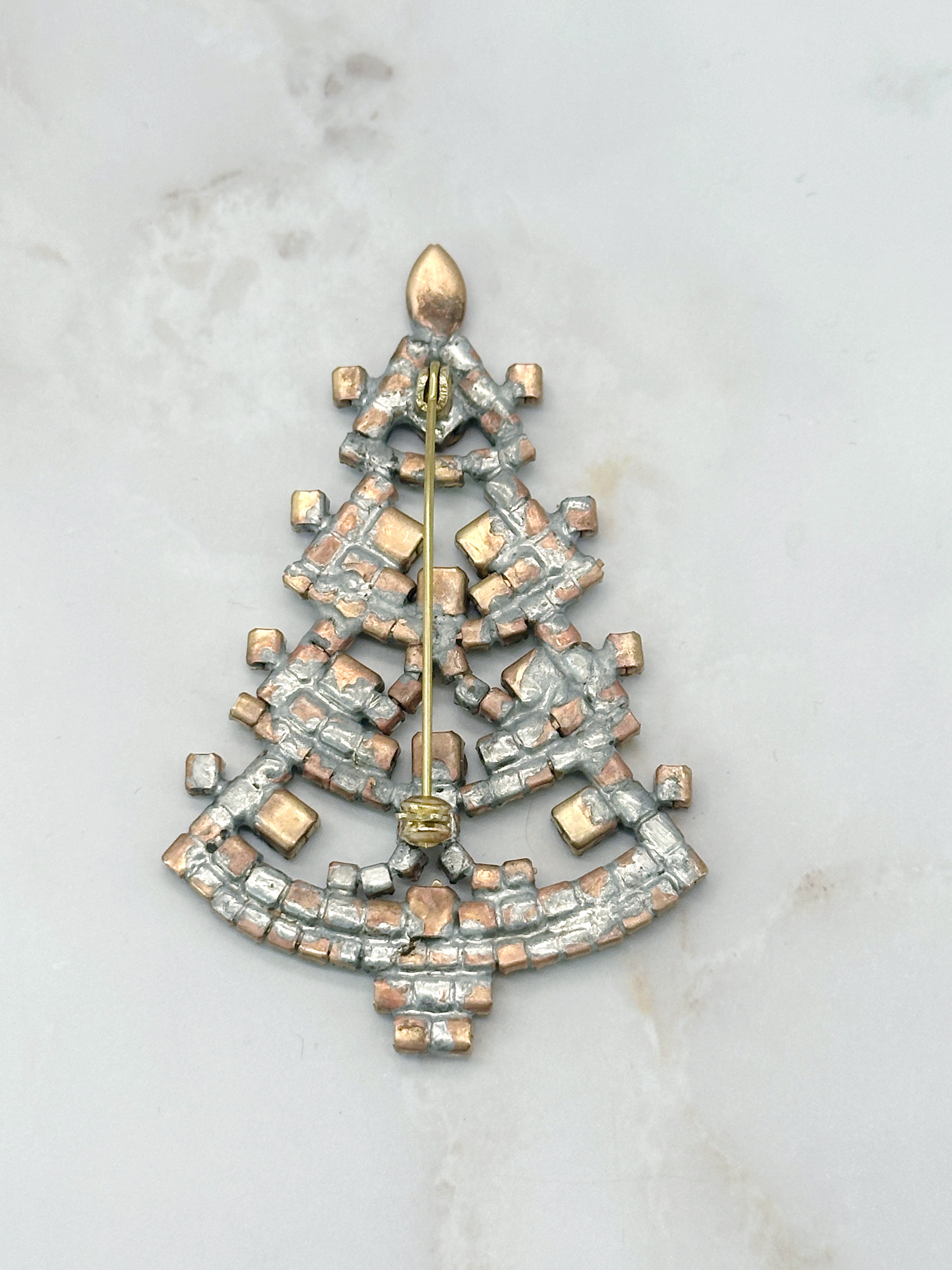 Funkelnde Gablonzer Brosche Christbaum