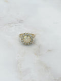 Goldring mit synthetischem Opal und Zirkonia in 585 Gelbgold