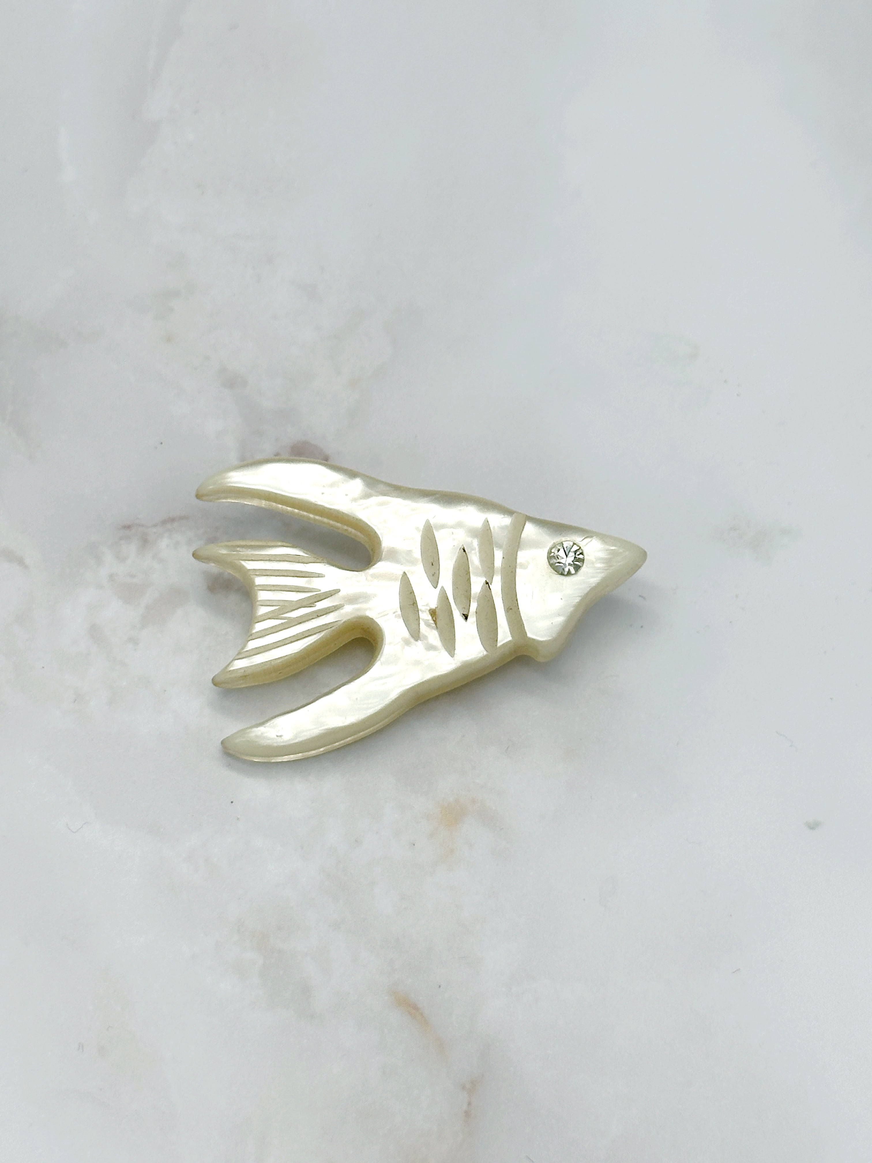 Elegante Vintage Brosche Skalar mit Perlmutt