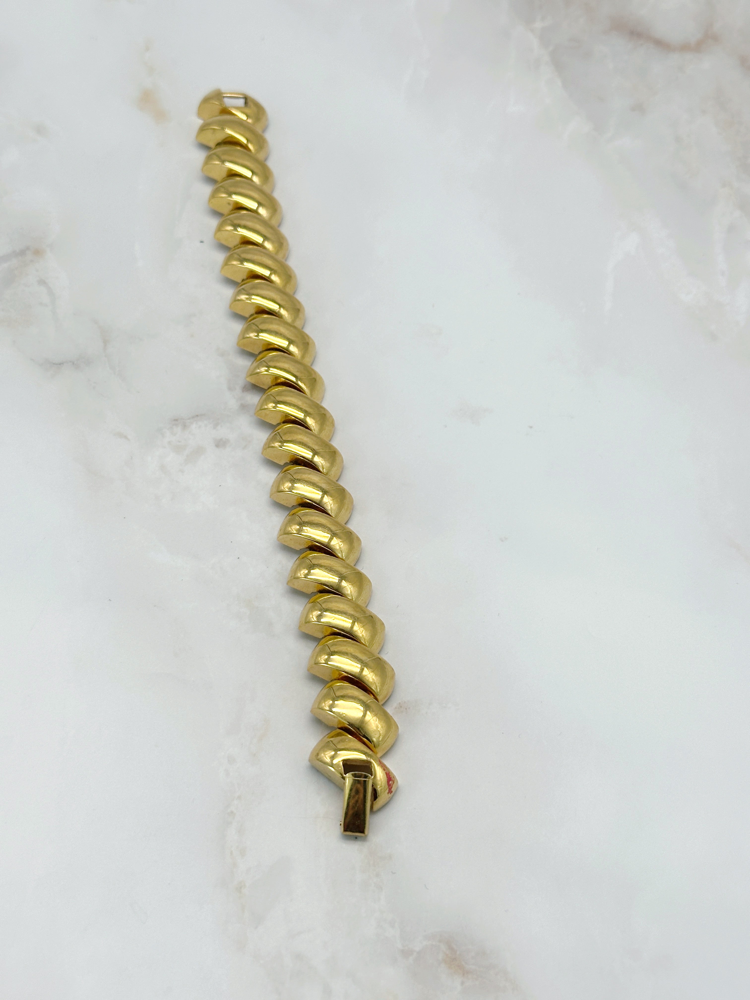 Vergoldetes Vintage Gliederarmband mit schrägen Elementen