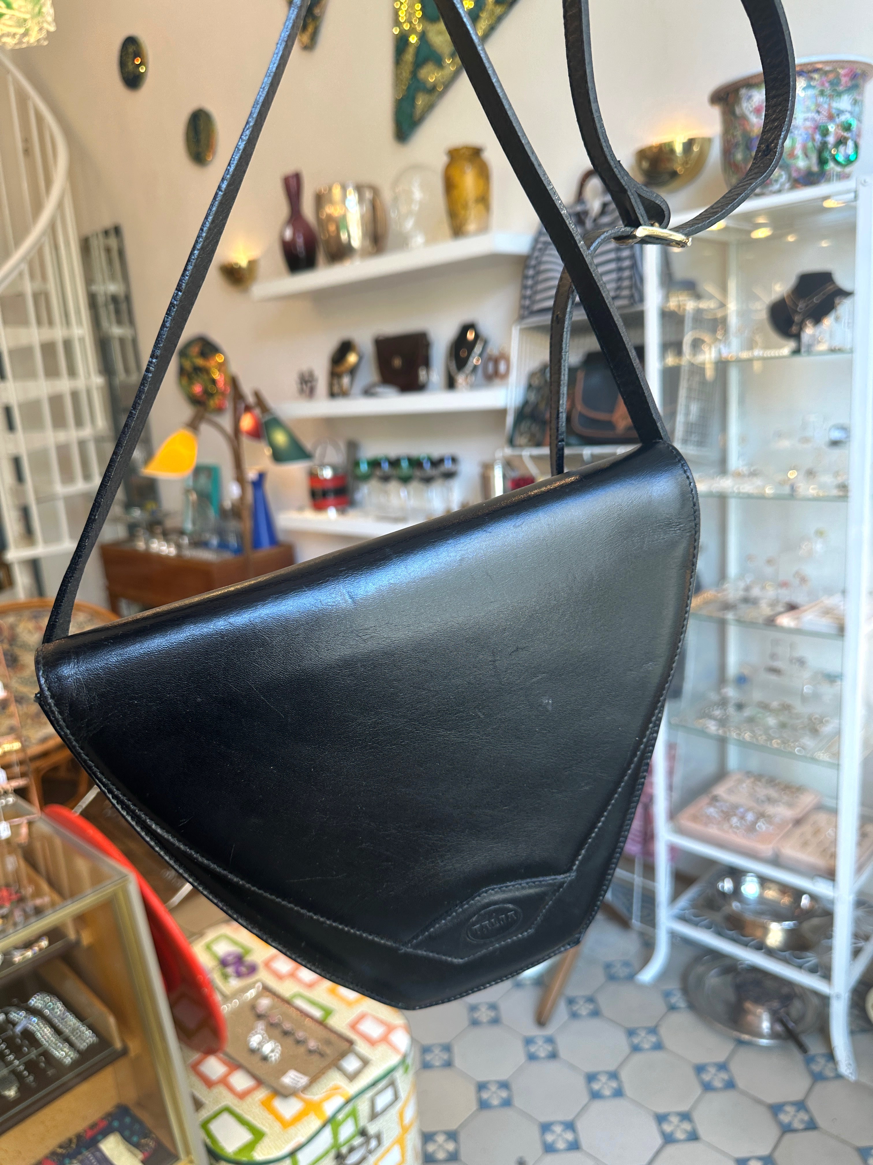 Vintage Ledertasche von Talja in Schwarz | Made in Italy