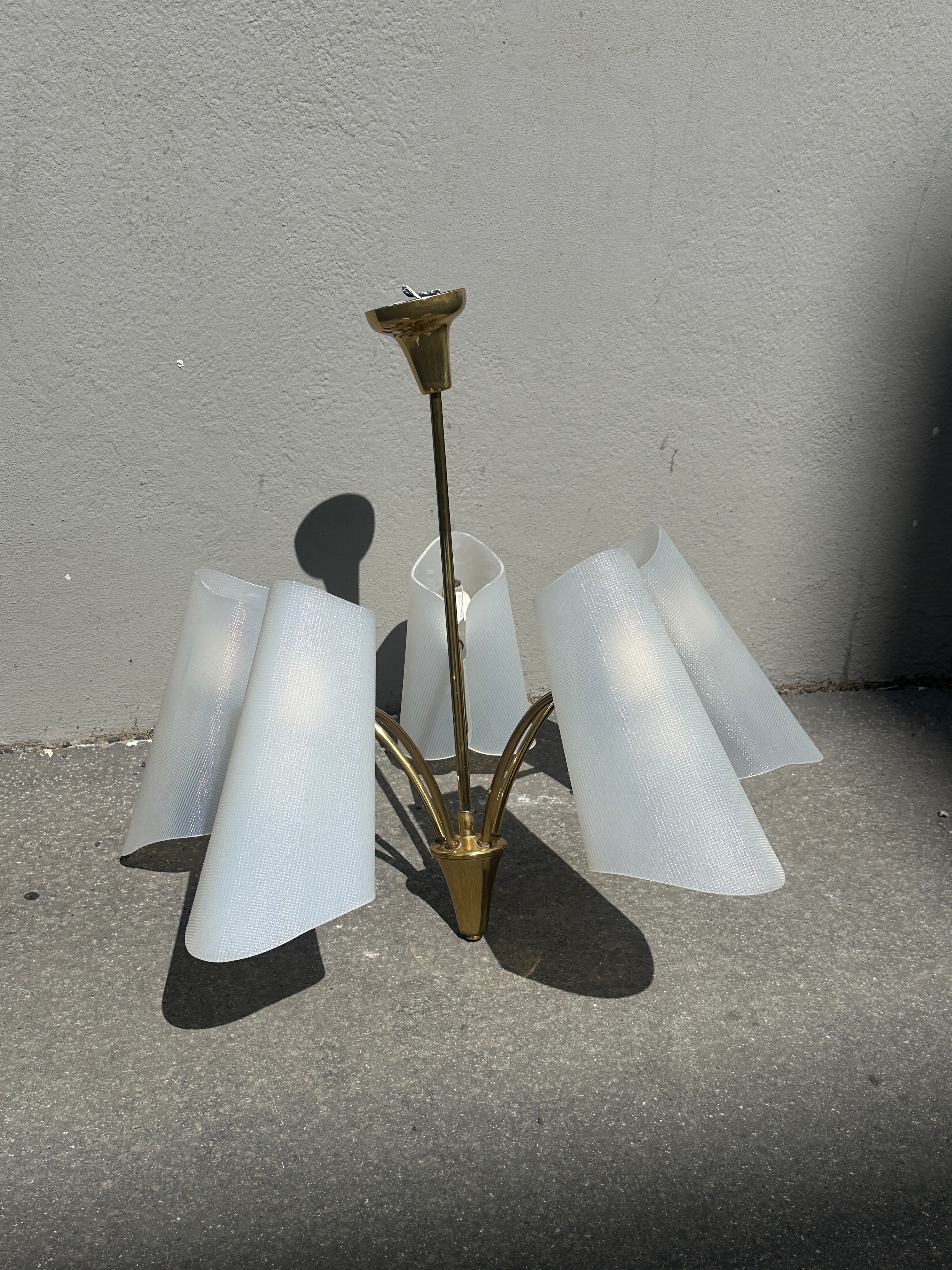 5-flammige Vintage Tütenlampe im Stil von Rupert Nikoll, Wien um 1960