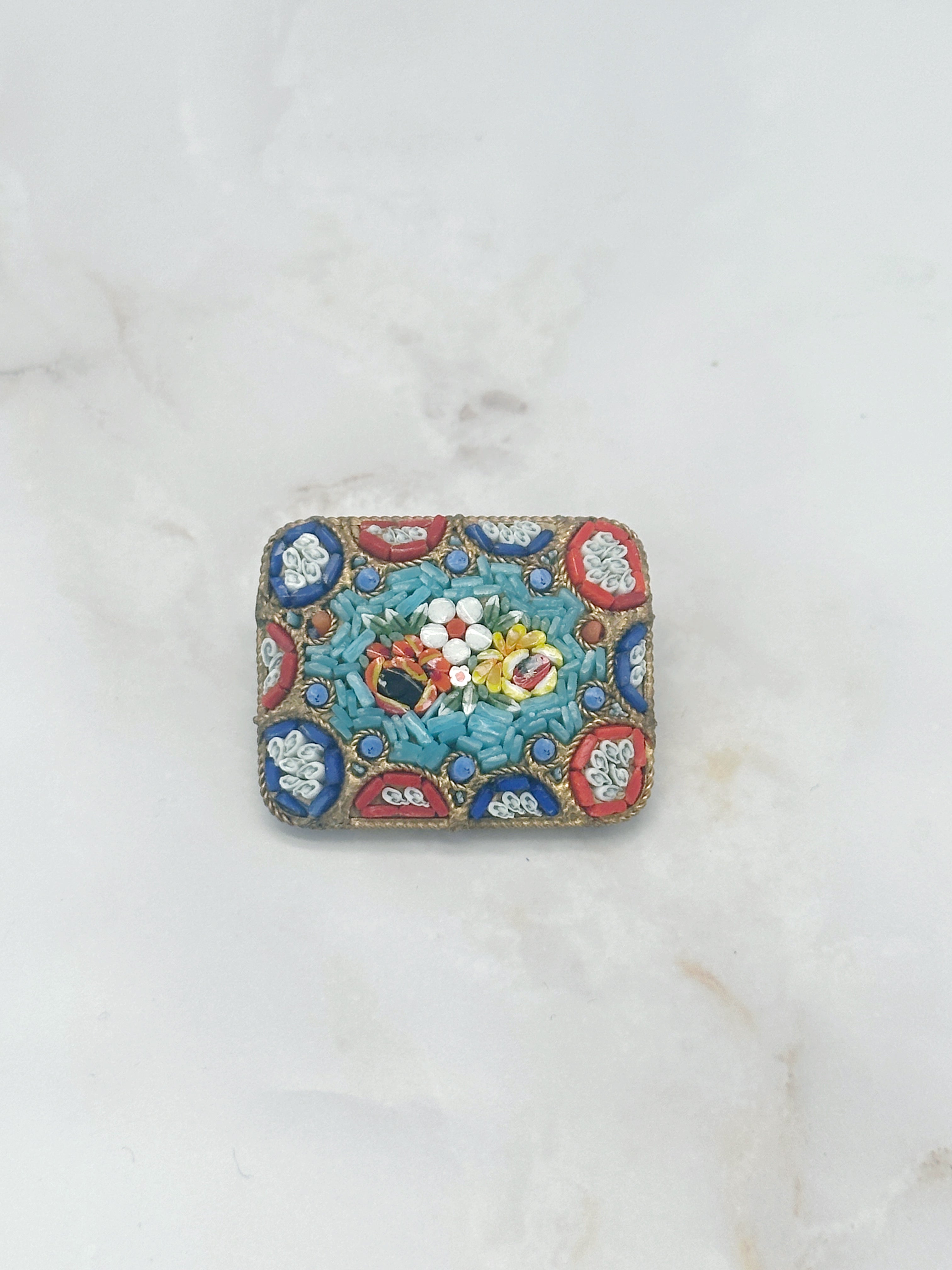 Vintage Millefiori Mikromosaik Brosche