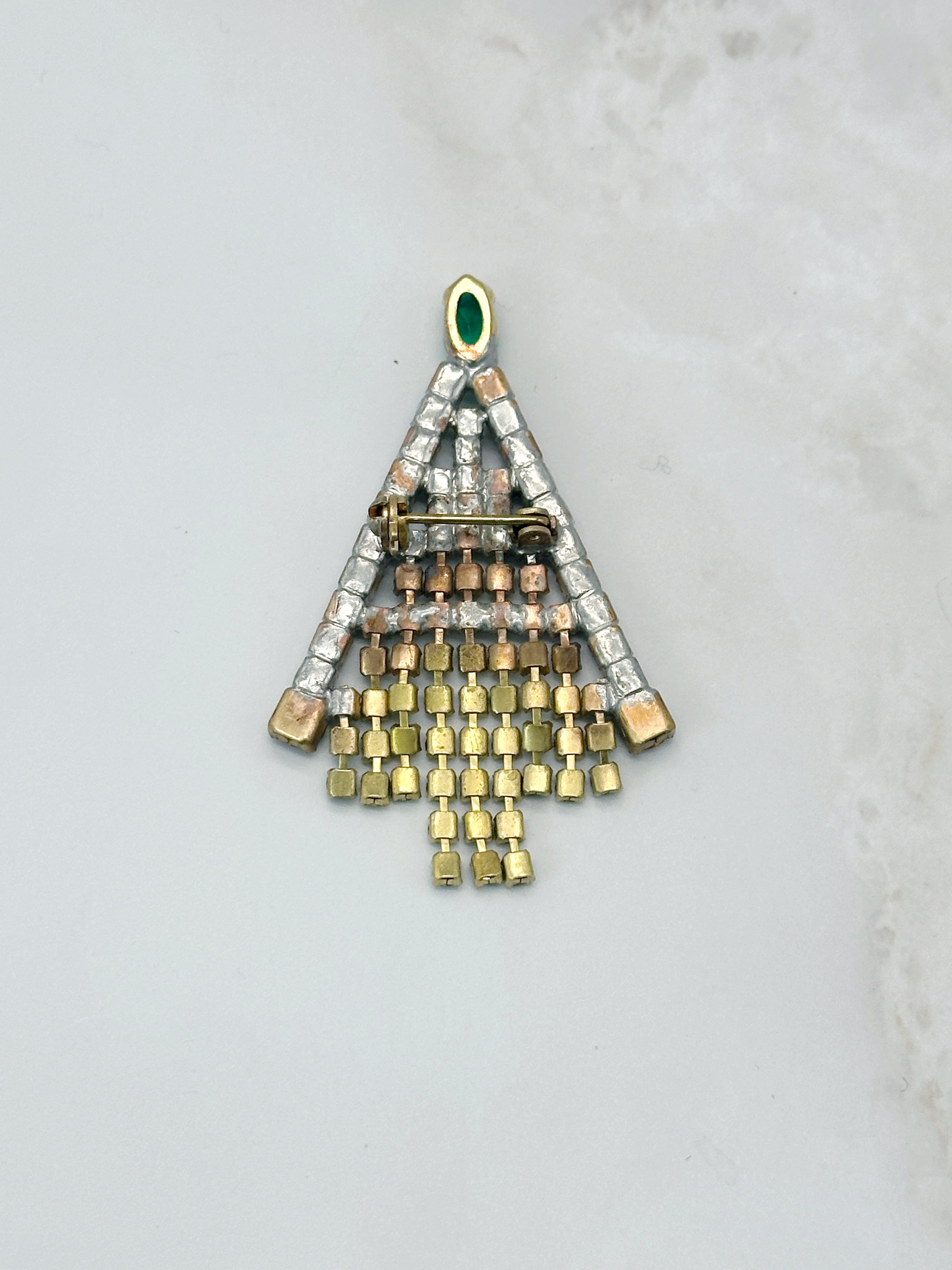 Funkelnde Gablonzer Brosche Christbaum