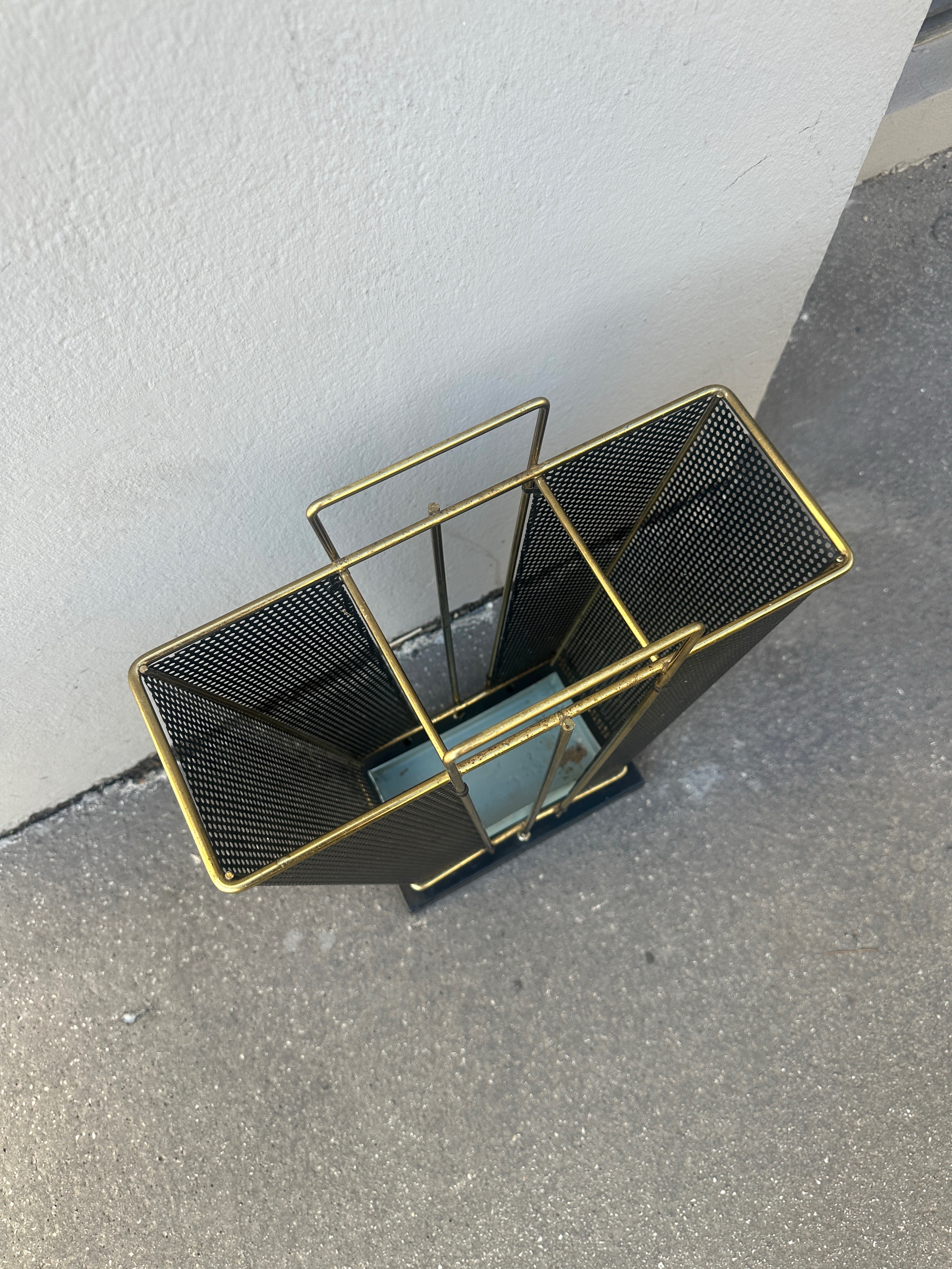 Vintage Schirmständer Midcentury, Schwarz & Messing