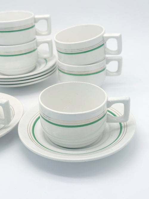 6 Kaffee-Tassen mit Untertellern aus Frankreich um 1930/40