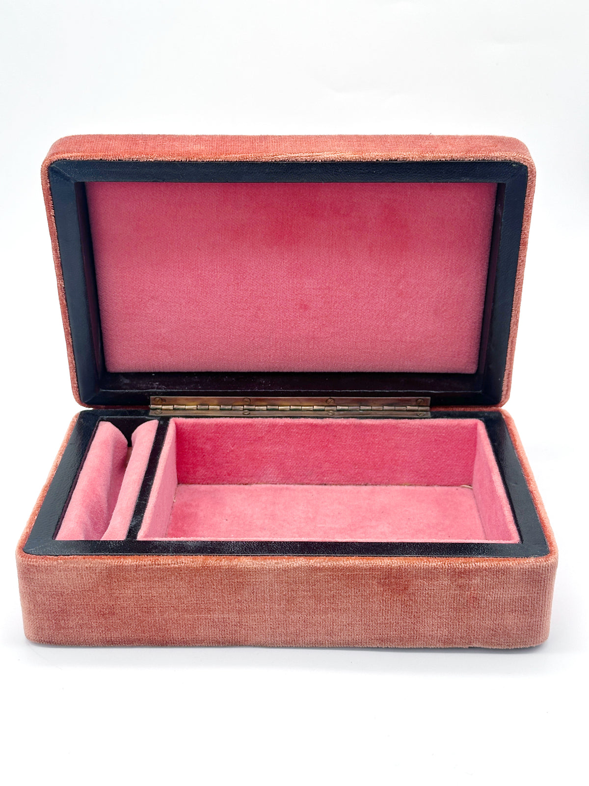 Vintage Schmuckschatulle aus Samt mit floralem Textileinsatz