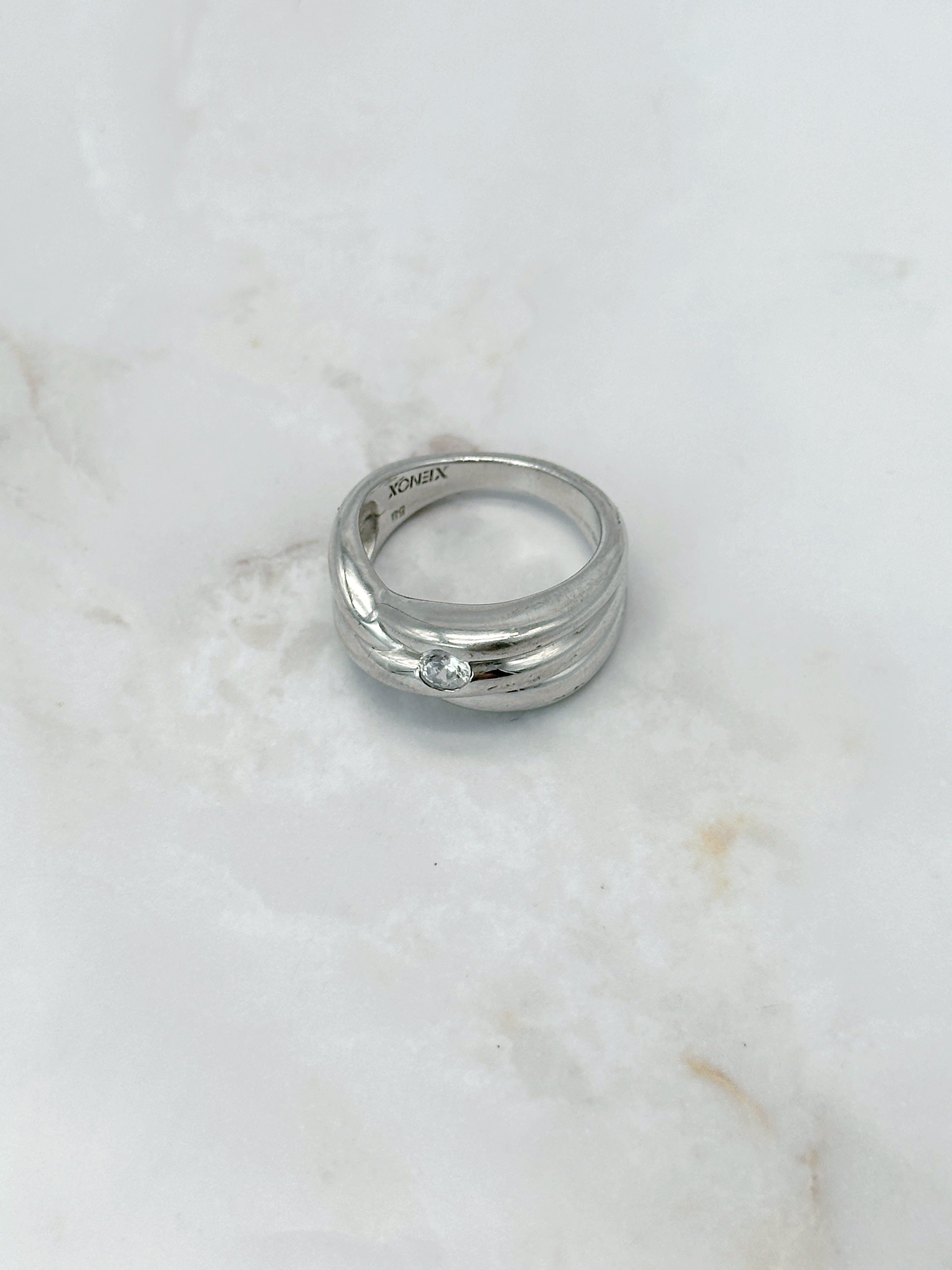 Breiter Statement-Ring aus 925 Silber mit Zirkonia